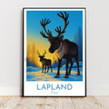 Affiche voyage - Laponie, Finlande, Europe, Rennes - art moderne, impression, poster