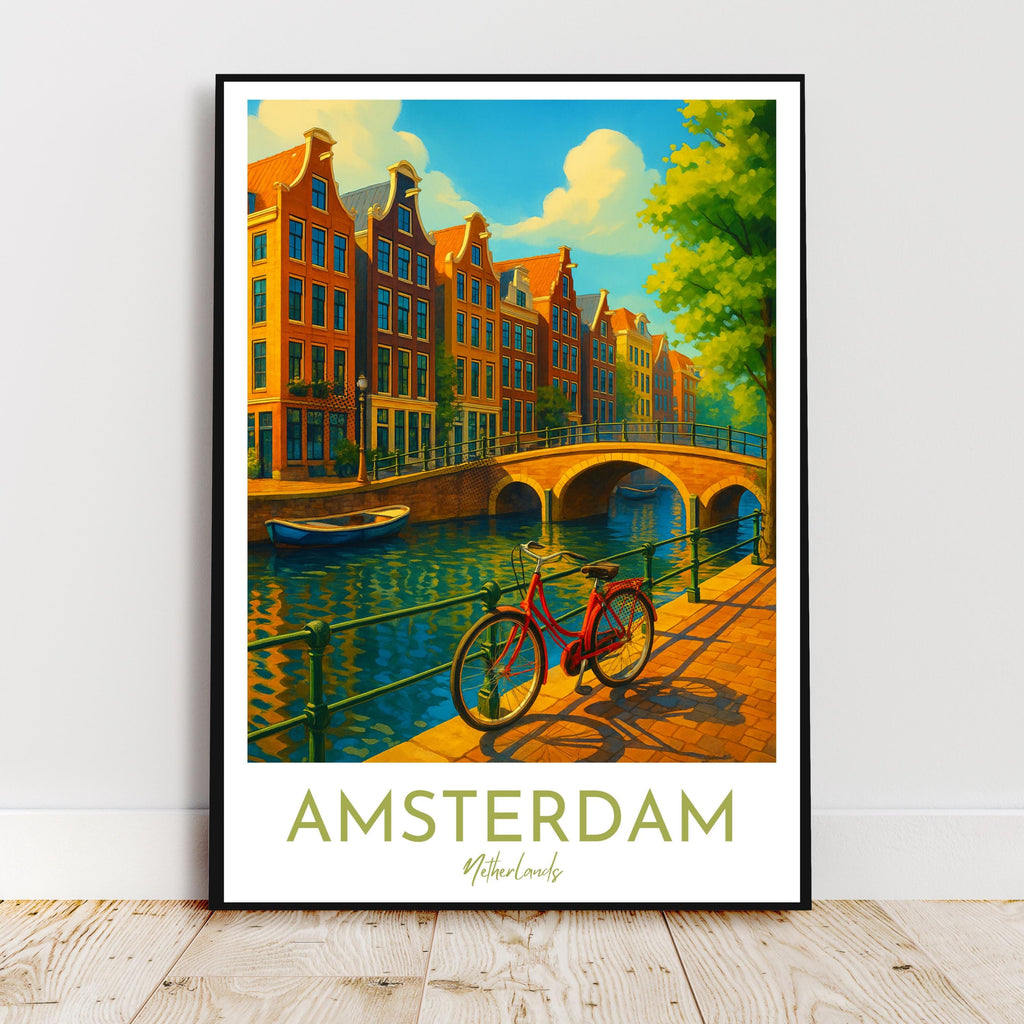Affiche voyage - Amsterdam, Hollande, Pays-Bas, Amstel - art moderne, impression, poster