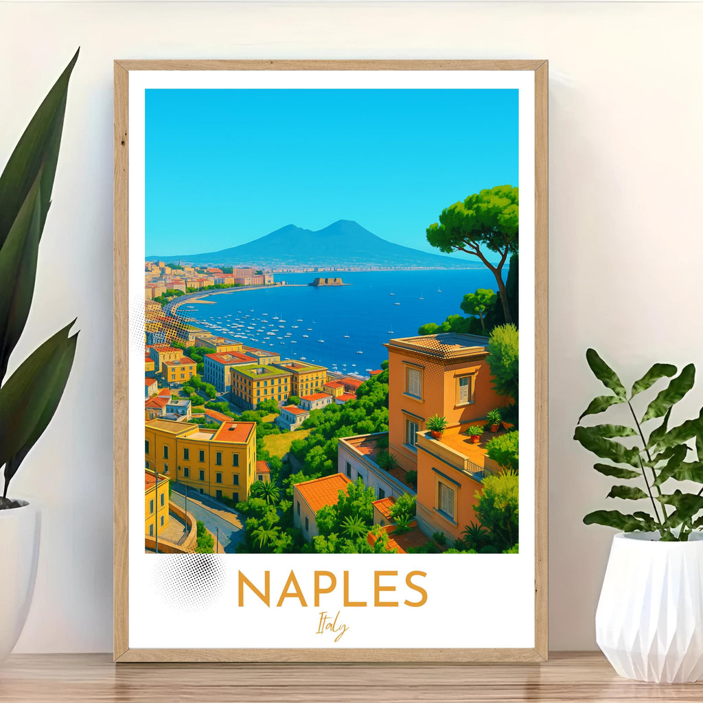 Affiche voyage - Naples, Campanie, Italie, Vésuve - art moderne, impression, poster