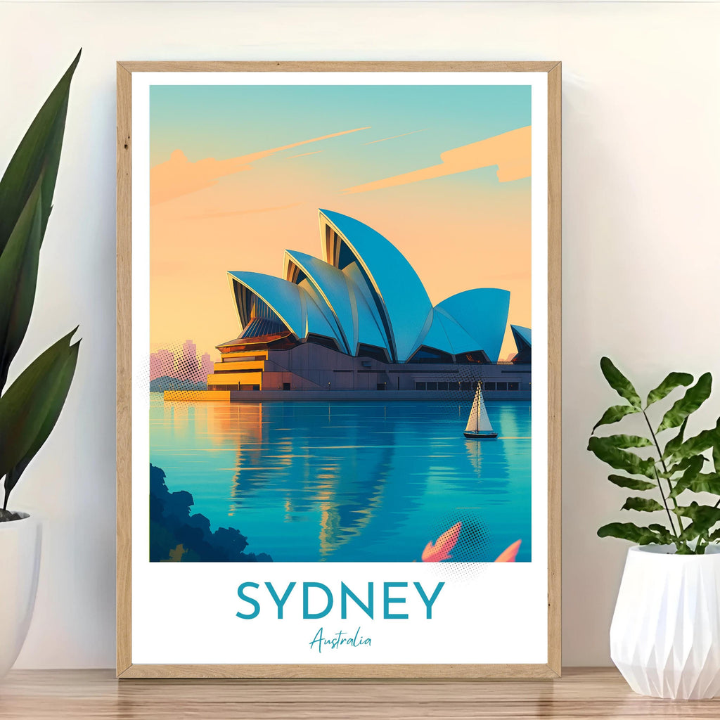 Affiche voyage - Sydney, Australie, Océan, Opéra - art moderne, impression, poster