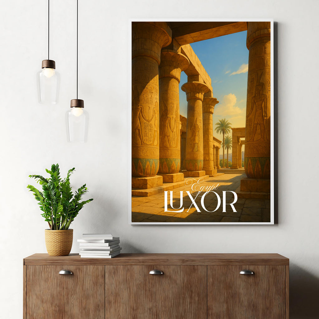 Affiche voyage - Louxor, Egypte, Afrique, Temple Karnak - art moderne, impression, poster