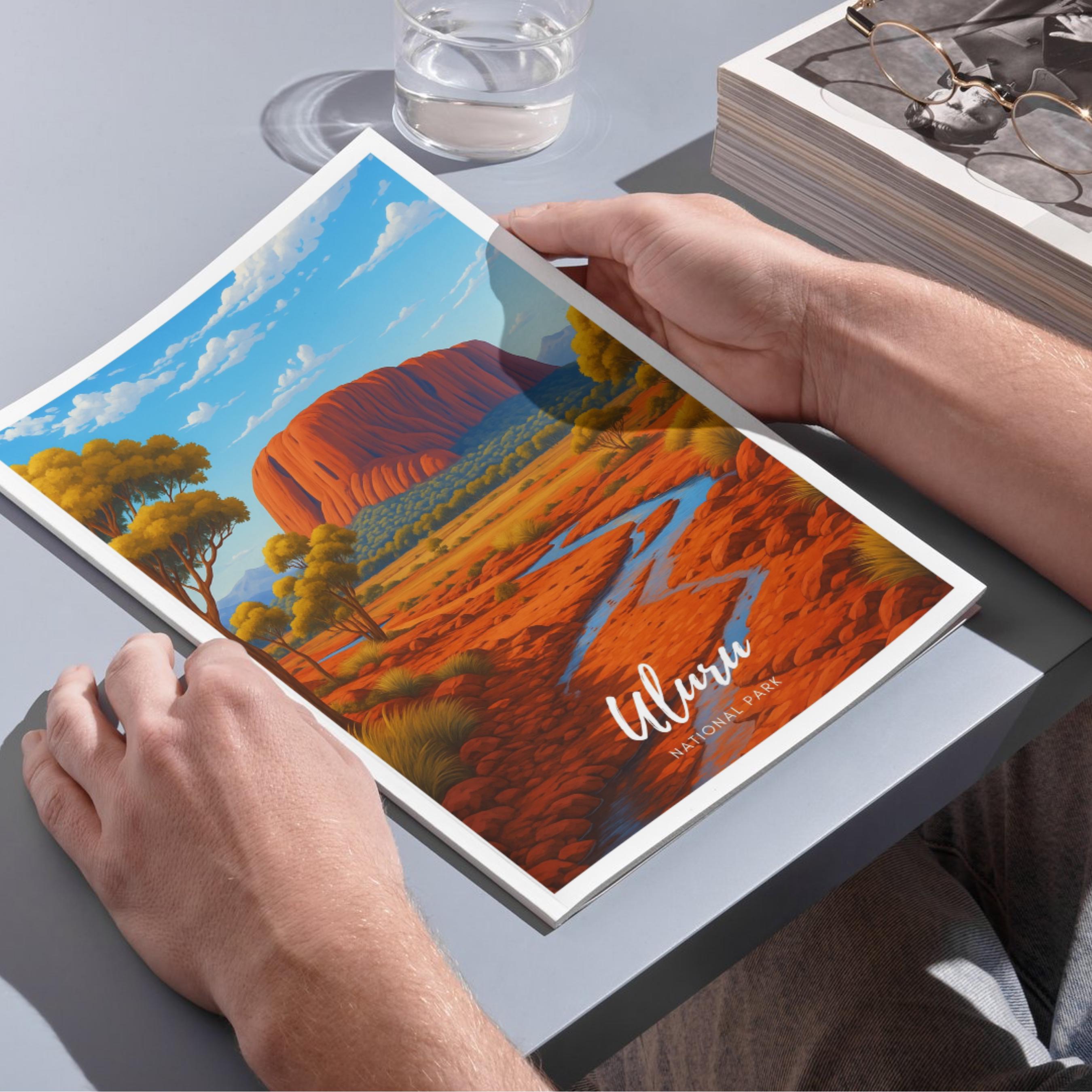 Affiche voyage - Uluru, Parc National, Australie, Océanie - art moderne, impression, poster