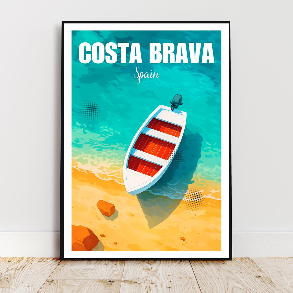 Affiche voyage - Costa Brava, Catalogne, Espagne, Méditerranée - art moderne, impression, poster