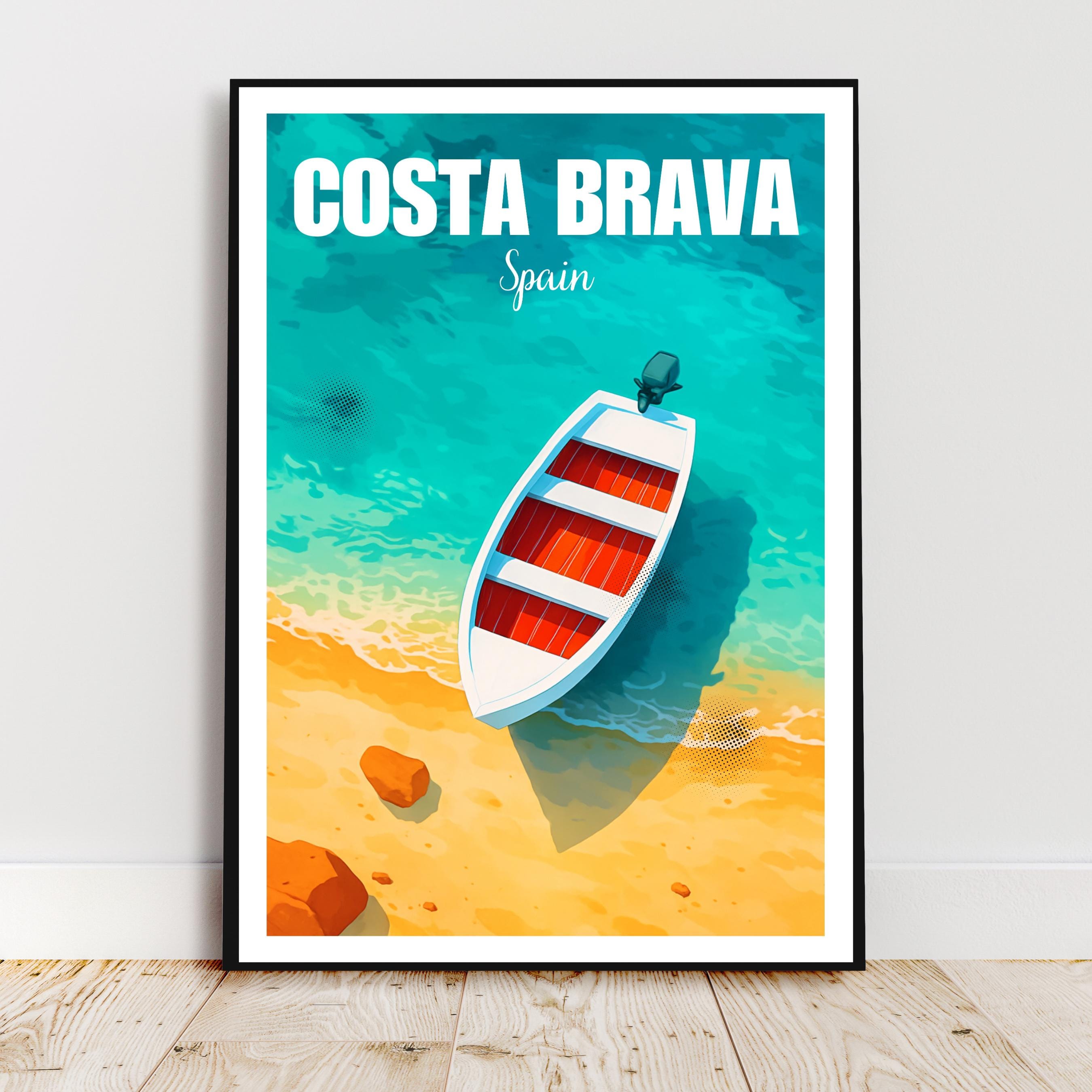Affiche voyage - Costa Brava, Catalogne, Espagne, Méditerranée - art moderne, impression, poster