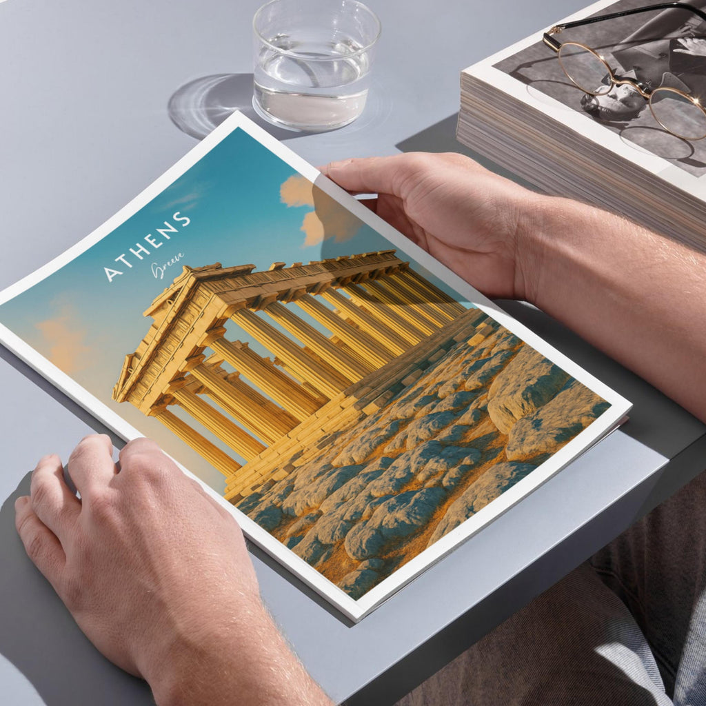 Affiche voyage - Athènes, Grèce, Parthénon, Acropole - art moderne, impression, poster