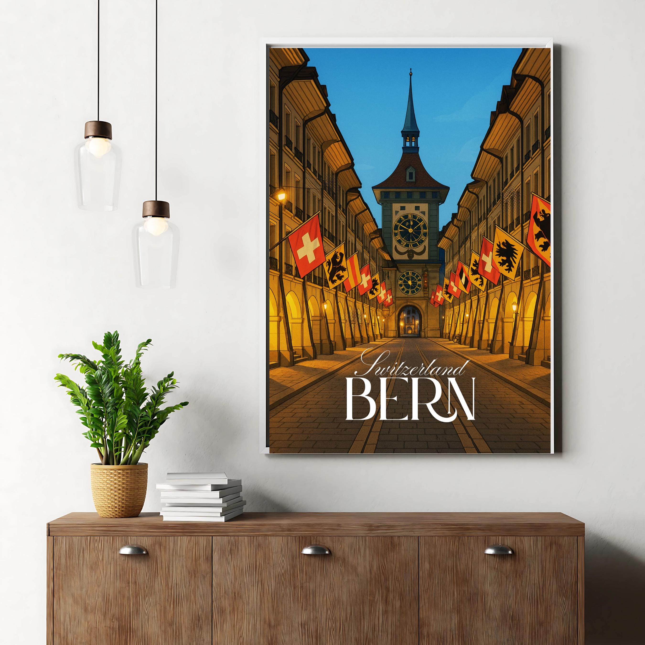 Affiche voyage - Berne, Suisse, Europe, Zytglogge - art moderne, impression, poster