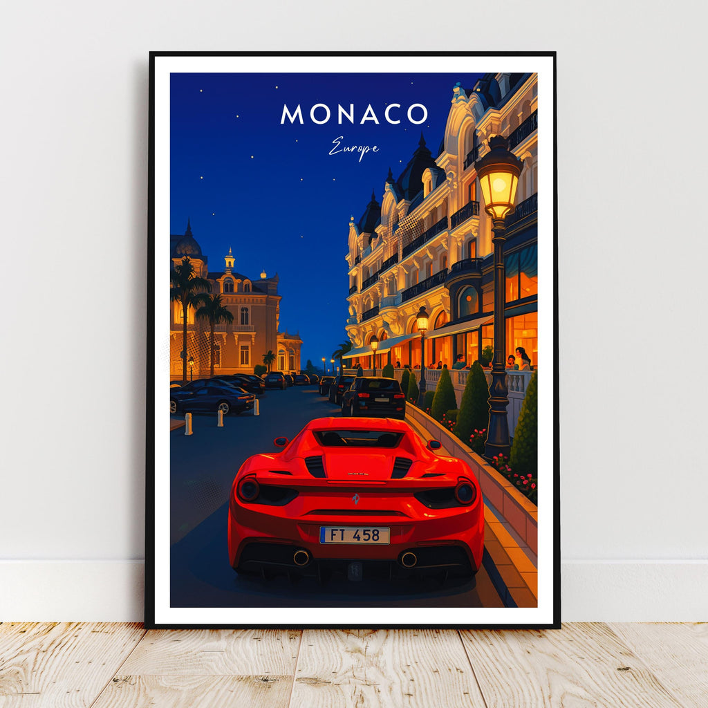 Affiche voyage - Monaco, Europe, Principauté, French Riviera - art moderne, impression, poster