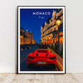 Affiche voyage - Monaco, Europe, Principauté, French Riviera - art moderne, impression, poster