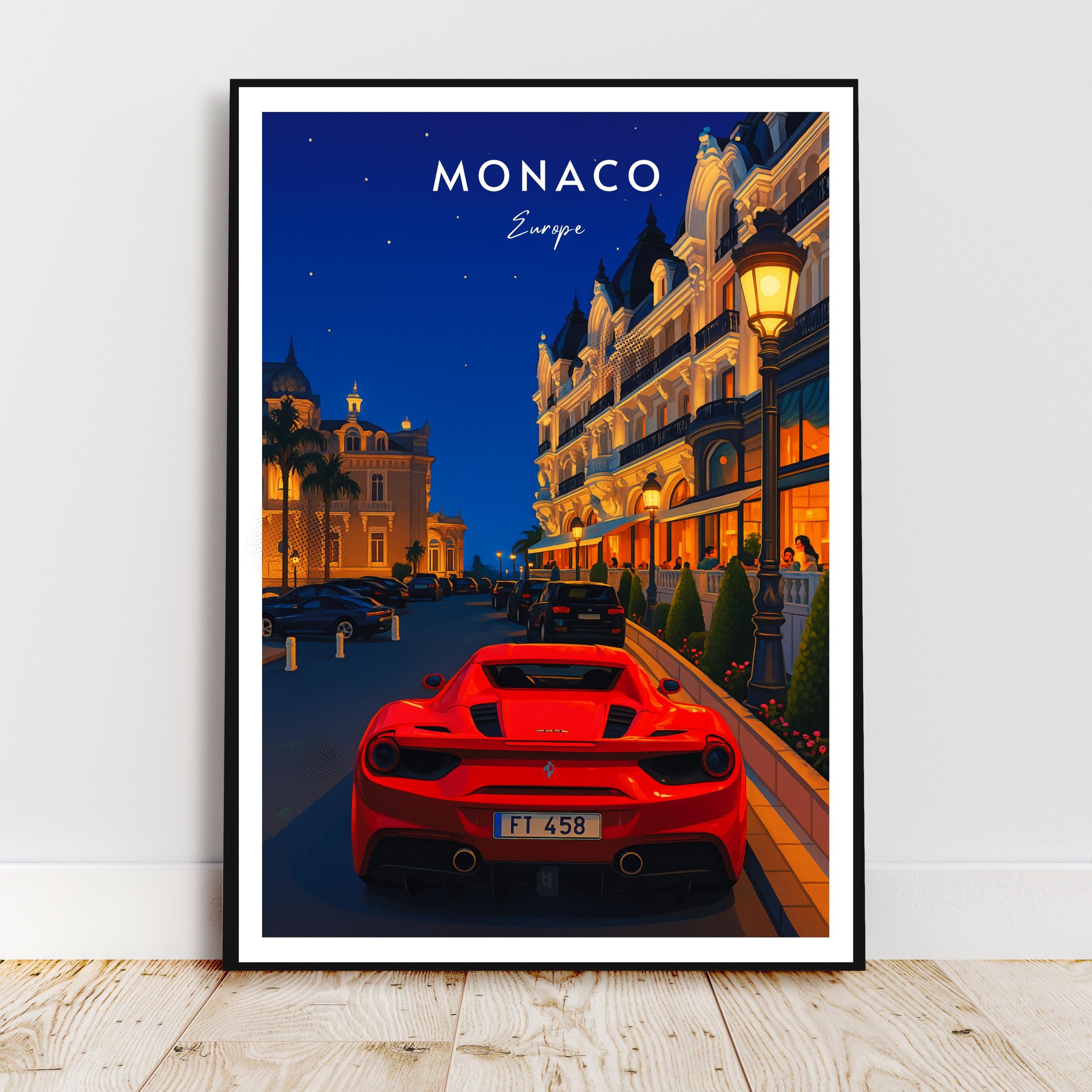 Affiche voyage - Monaco, Europe, Principauté, French Riviera - art moderne, impression, poster