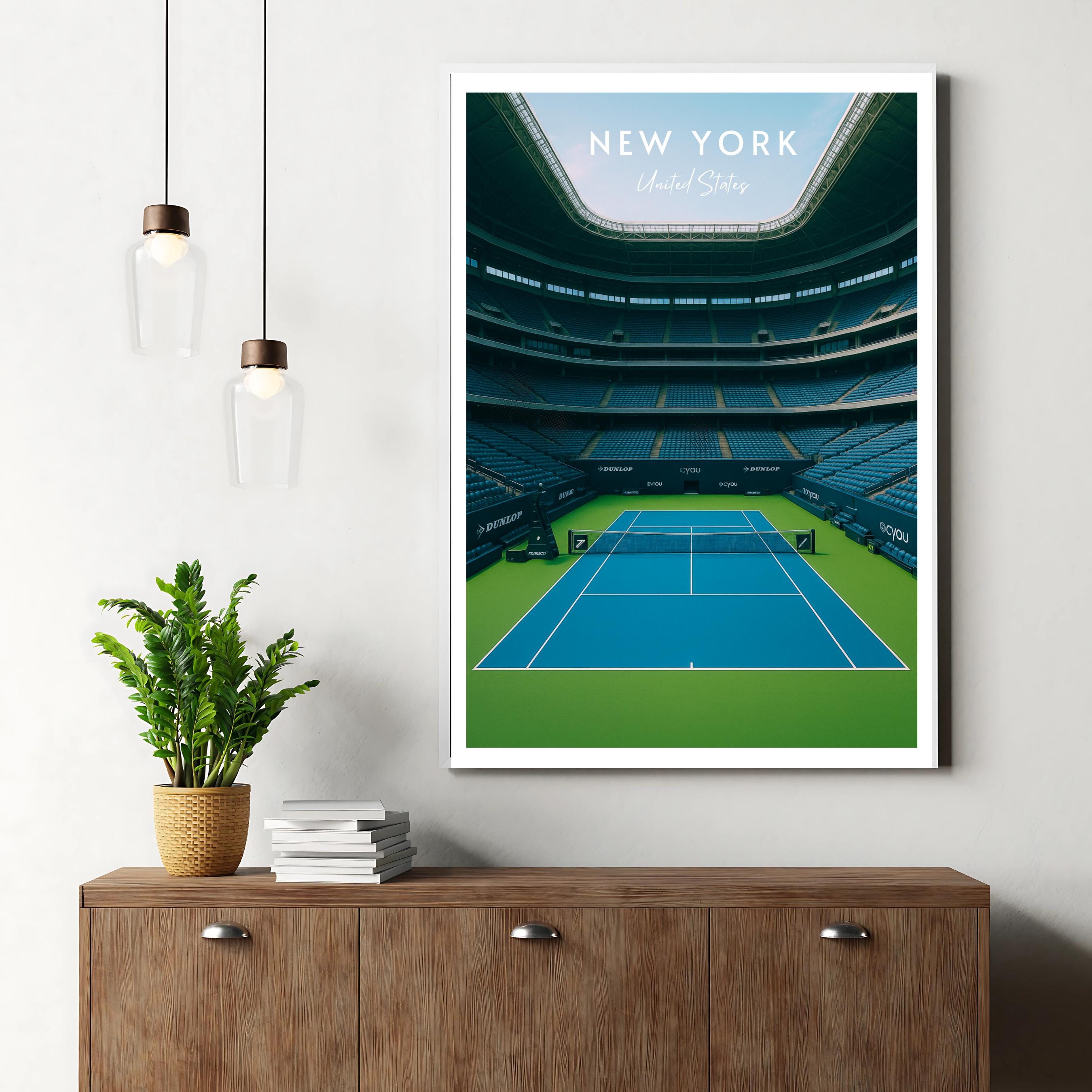 Affiche sport - Tennis, New York, USA, Grand Chelem - art moderne, impression, poster