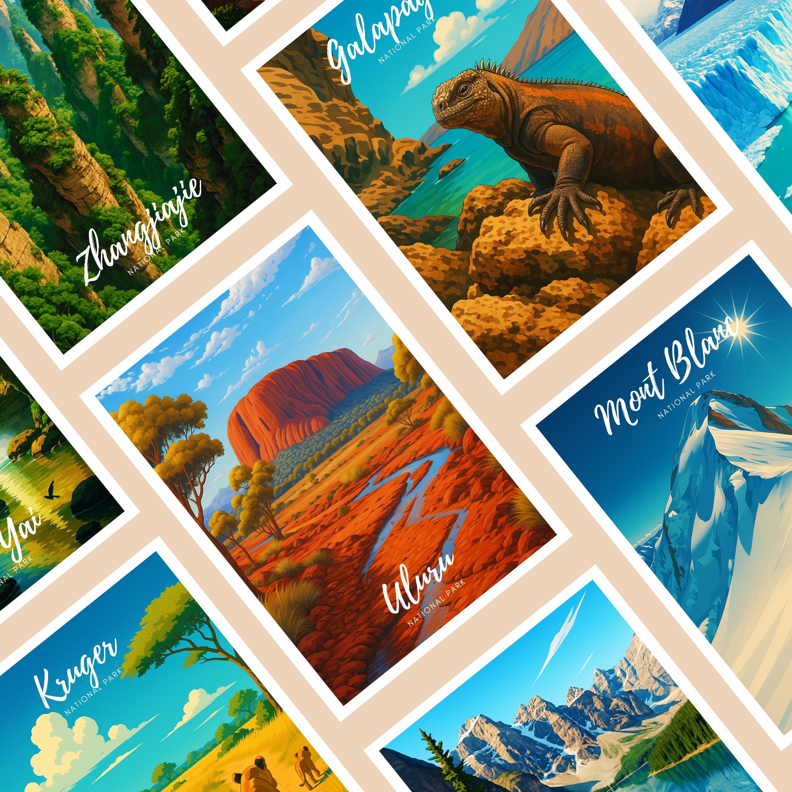 Affiche voyage - Uluru, Parc National, Australie, Océanie - art moderne, impression, poster