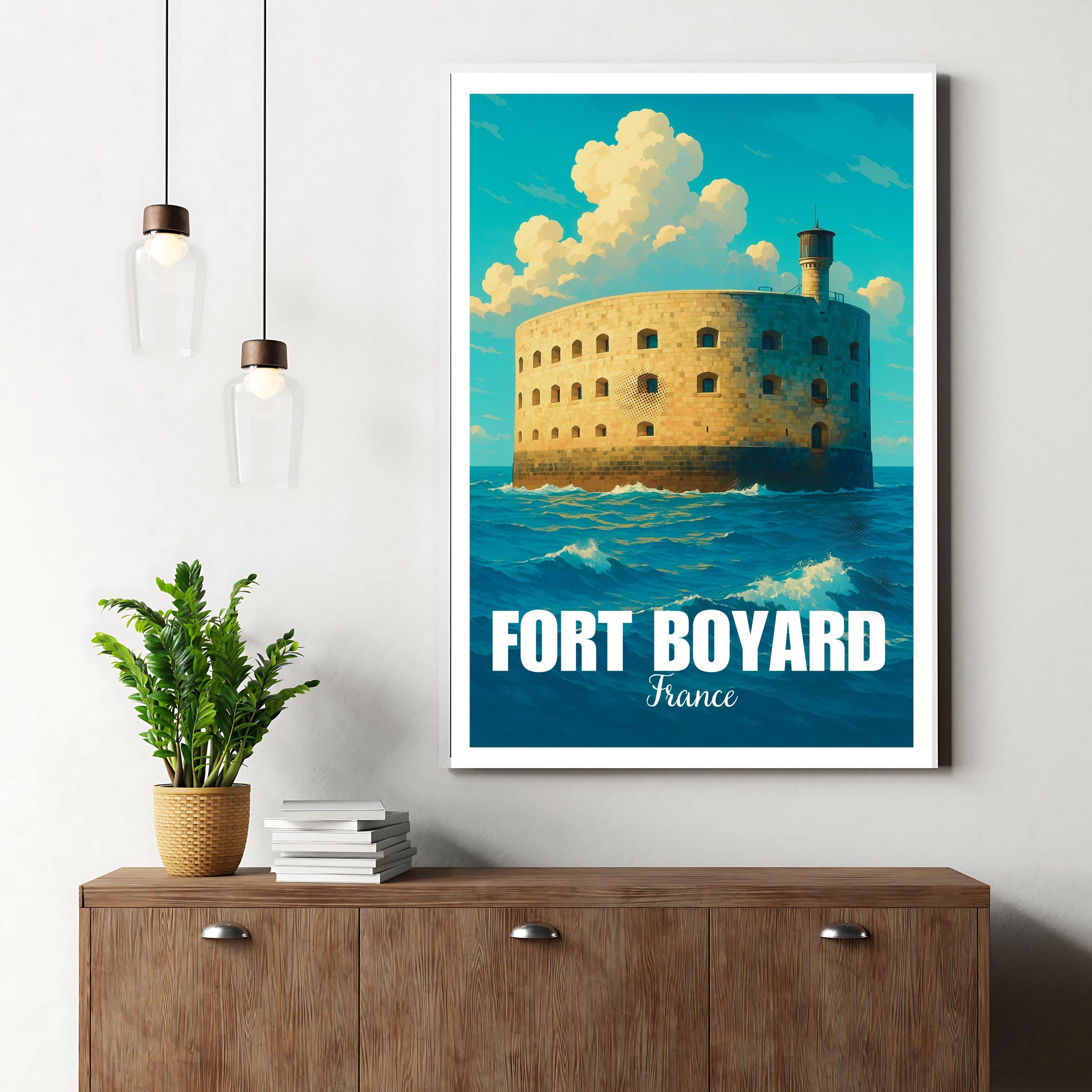 Affiche voyage - Fort Boyard, Charente-Maritime, France, Ocean Atlantique - art moderne, impression, poster