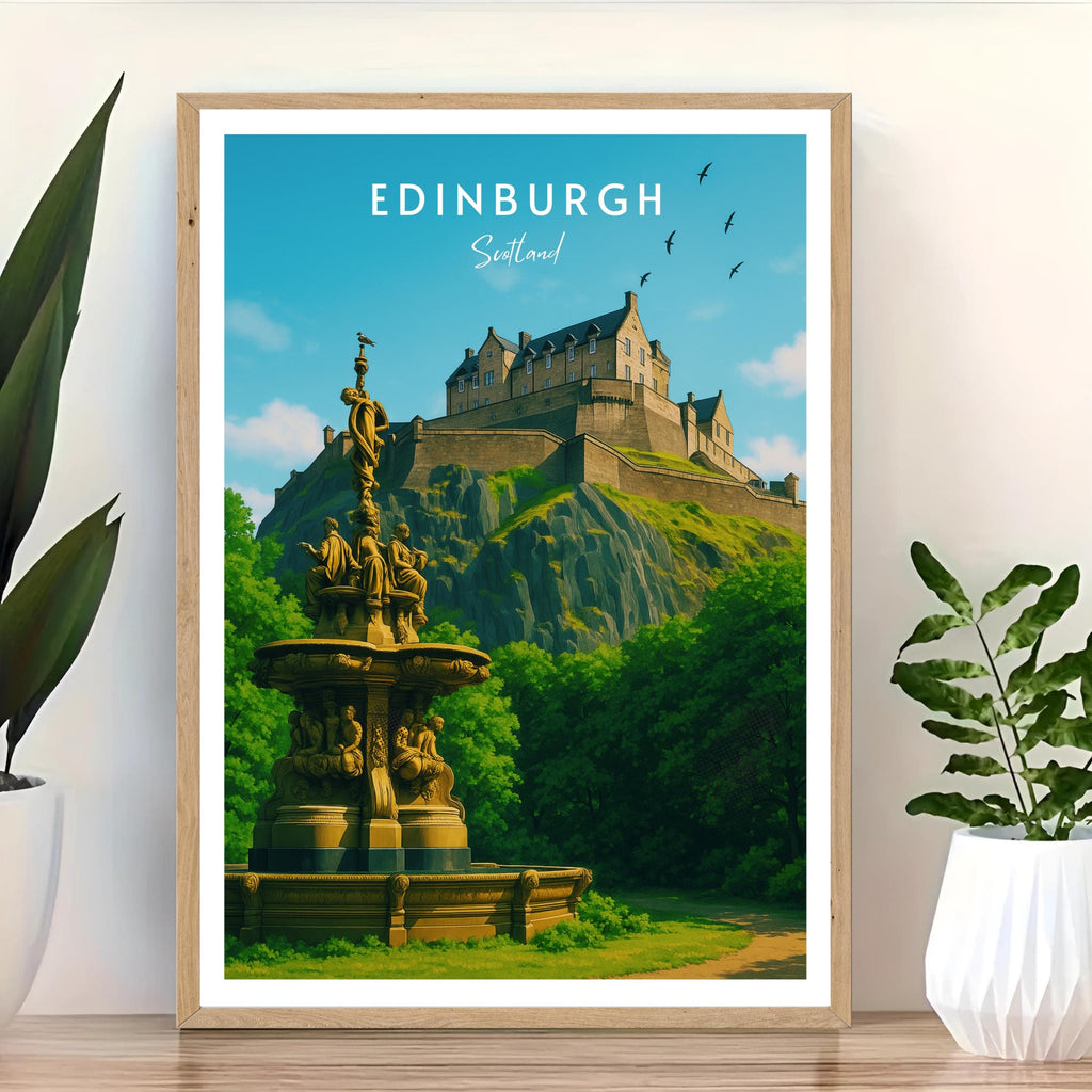 Affiche voyage - Edimbourg, Ecosse, Royaume Uni, Chateau d’Edimbourg - art moderne, impression, poster