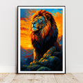 Affiche animaux - Lion, Félin, Savane, Animal Sauvage - art moderne, impression, poster