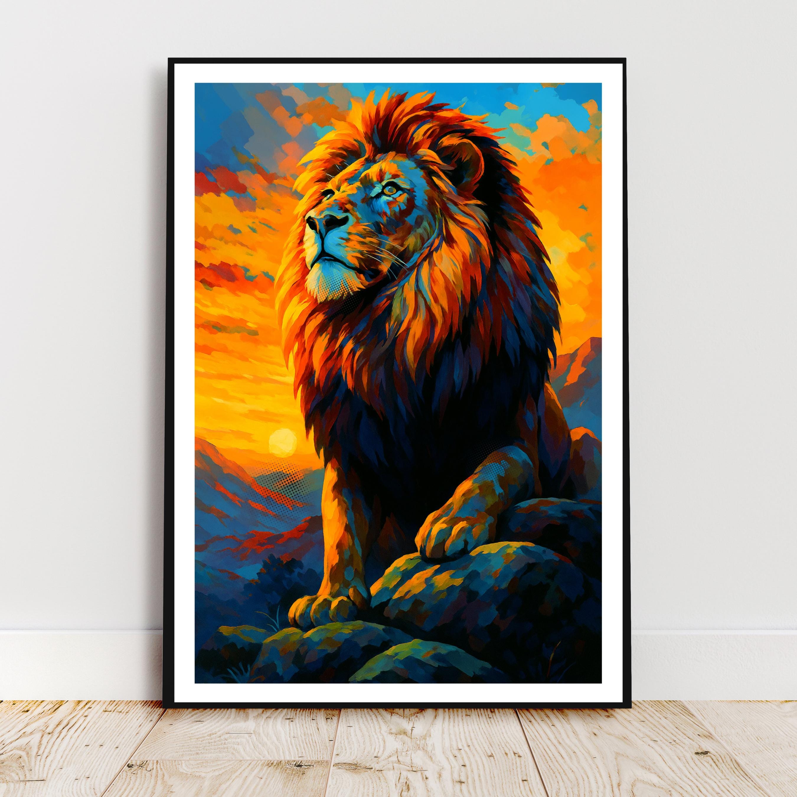 Affiche animaux - Lion, Félin, Savane, Animal Sauvage - art moderne, impression, poster