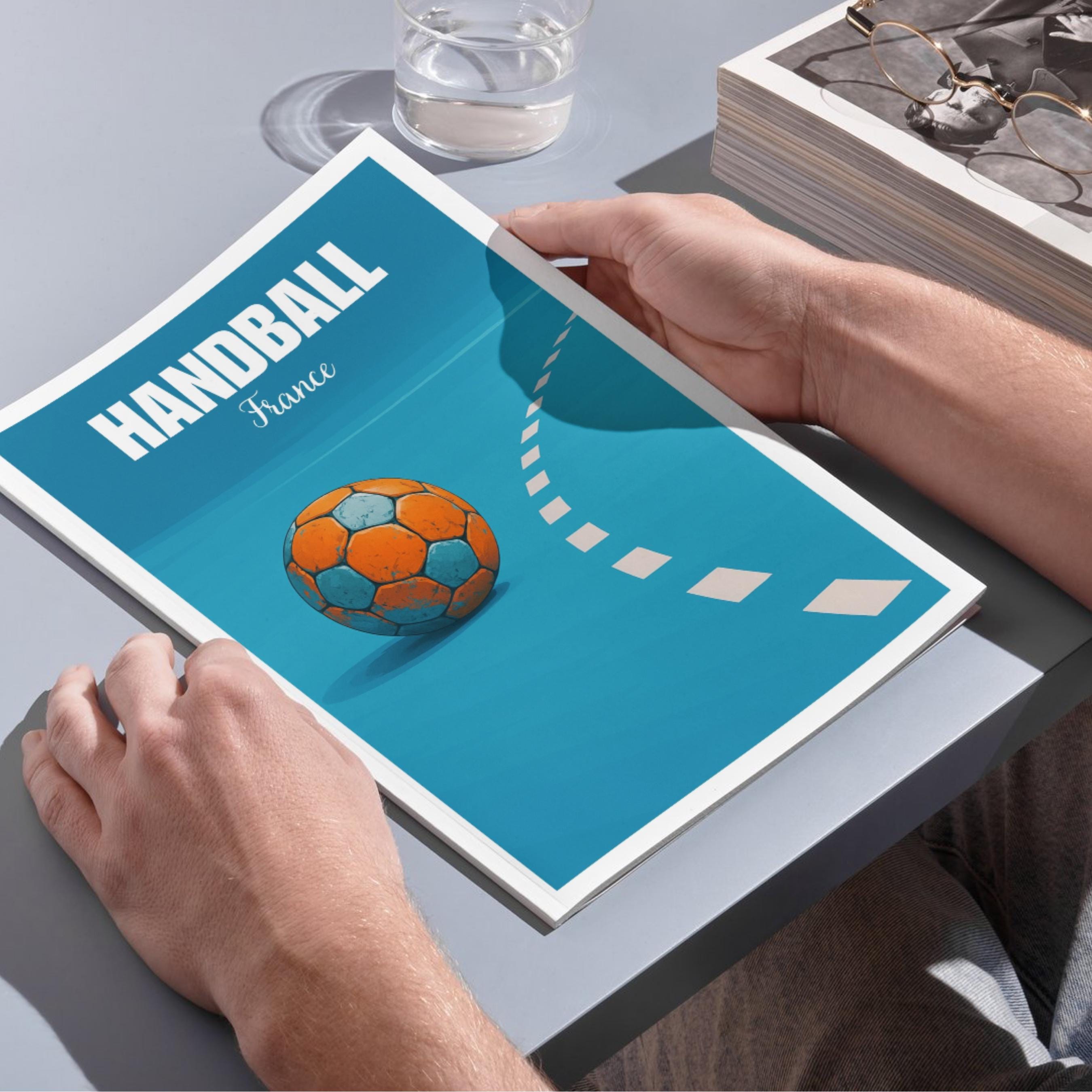 Affiche sport - Handball, Terrain, Balle, France - moderne, impression, poster