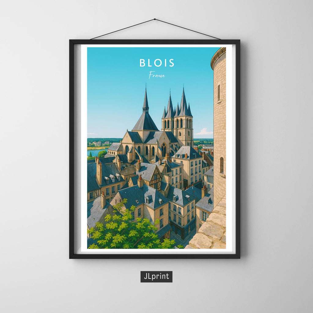 Affiche voyage - Blois, Val de Loire, France, Château - art moderne, impression, poster