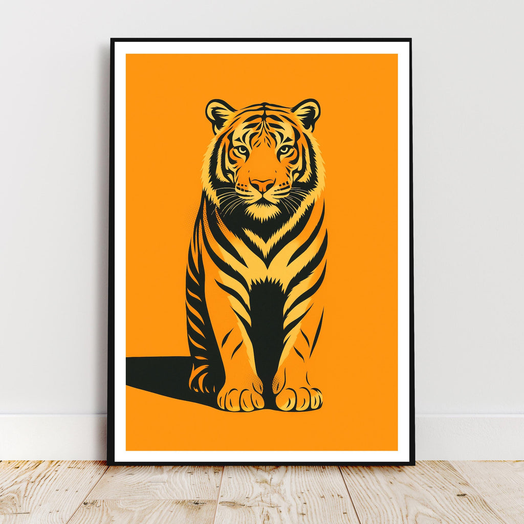 Affiche animaux - Tigre, Félin, Animal Sauvage, Orange - moderne, impression, poster