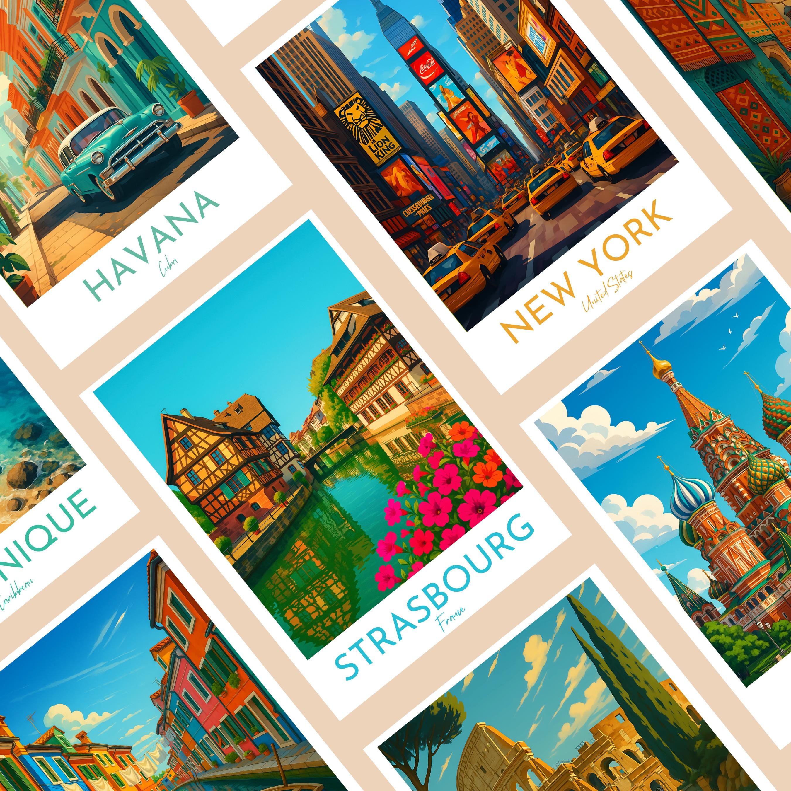 Affiche voyage - Strasbourg, Alsace, France, Rhin - art moderne, impression, poster