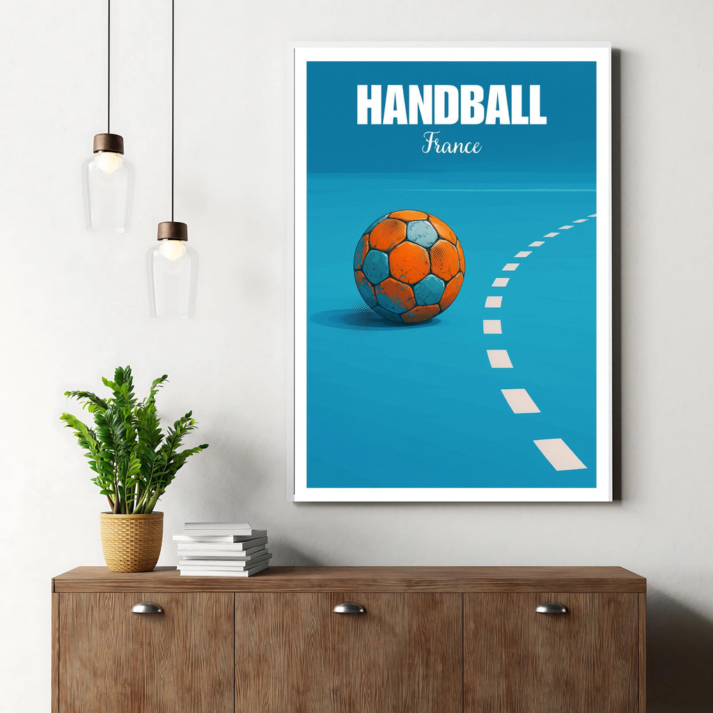 Affiche sport - Handball, Terrain, Balle, France - moderne, impression, poster
