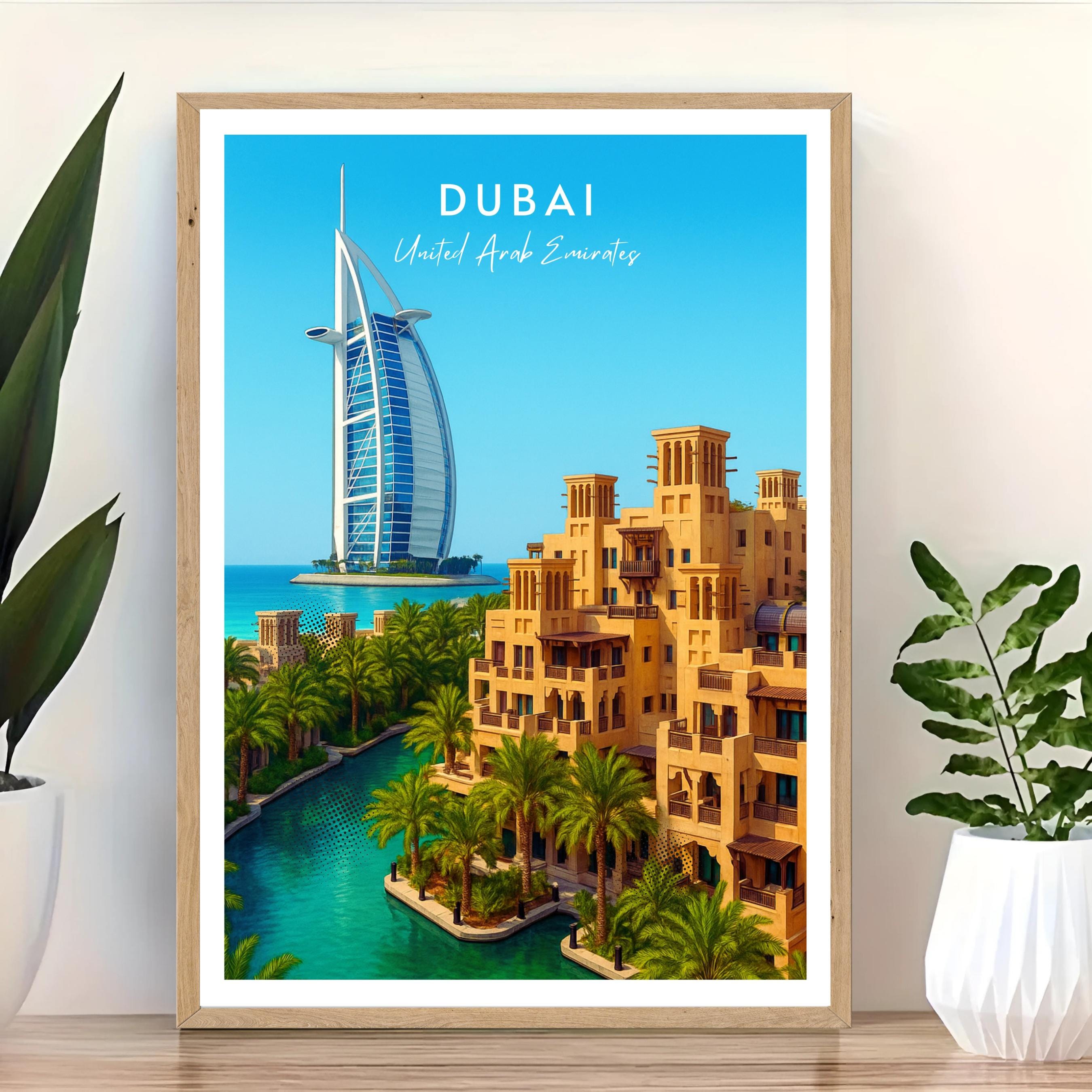 Affiche voyage - Dubaï, Emirats Arabes Unis, Moyen Orient, Burj Al Arab - art moderne, impression, poster