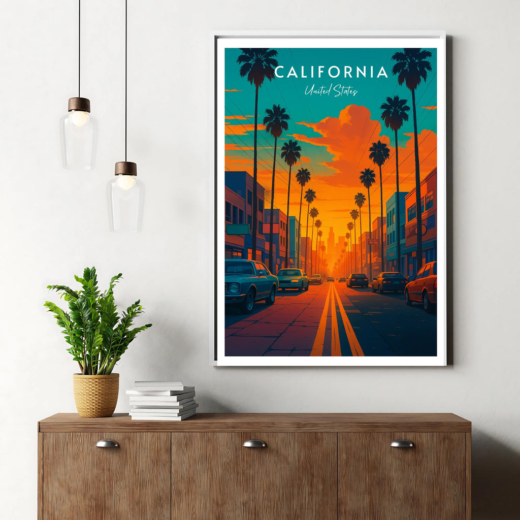 Affiche voyage - Californie, USA, Etats-Unis, Amerique - art moderne, impression, poster