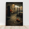 Affiche sport - Boxe, Salle Entrainement, Gants, Sac de Frappe - art moderne, impression, poster