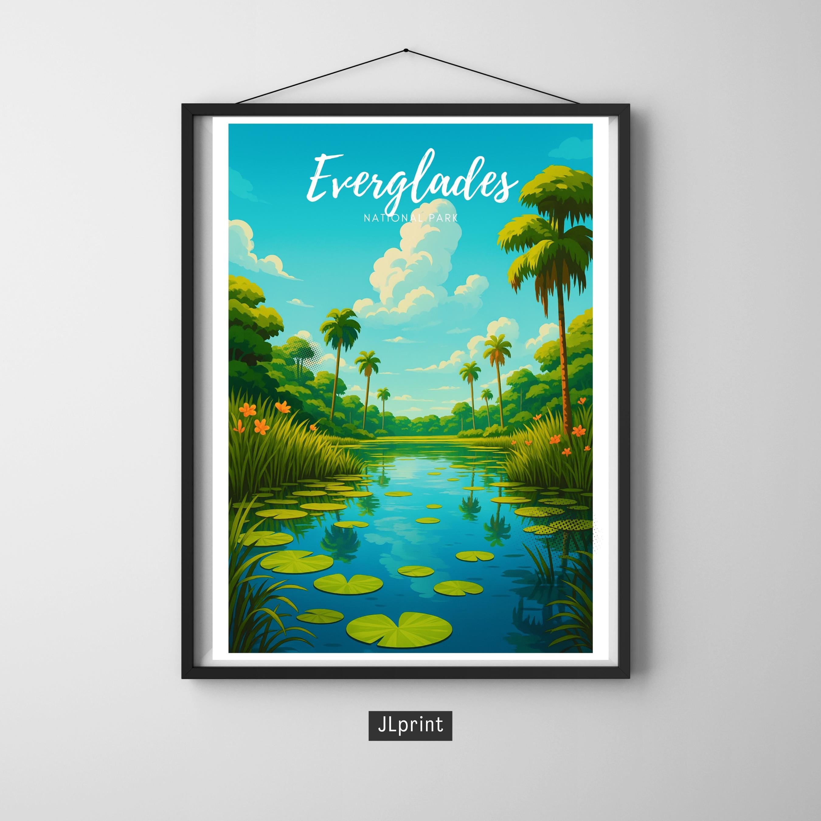 Affiche voyage - Everglades, Parc National, Floride, USA - art moderne, impression, poster