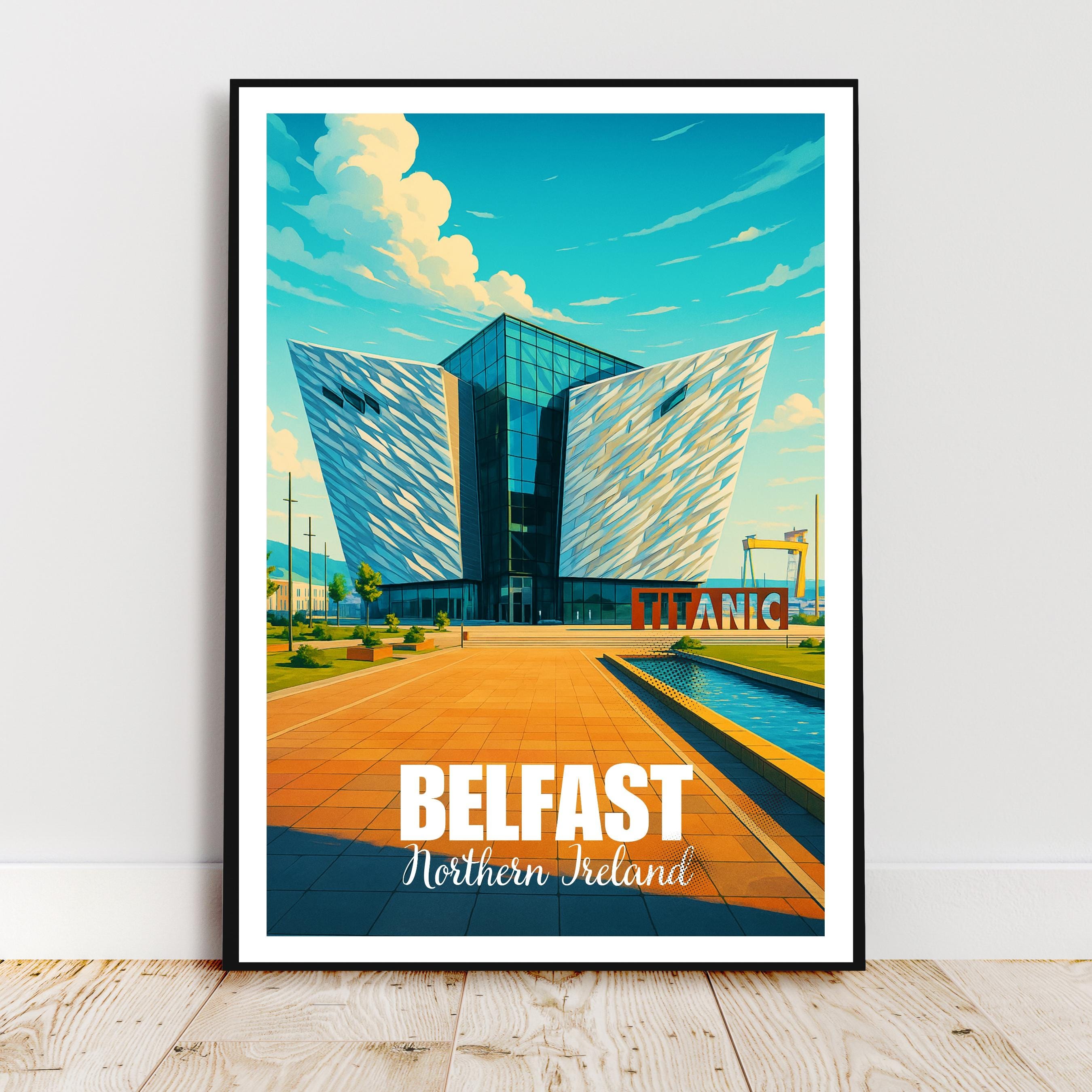 Affiche voyage - Belfast, Irlande du Nord, Royaume Uni, Titanic Belfast - art moderne, impression, poster