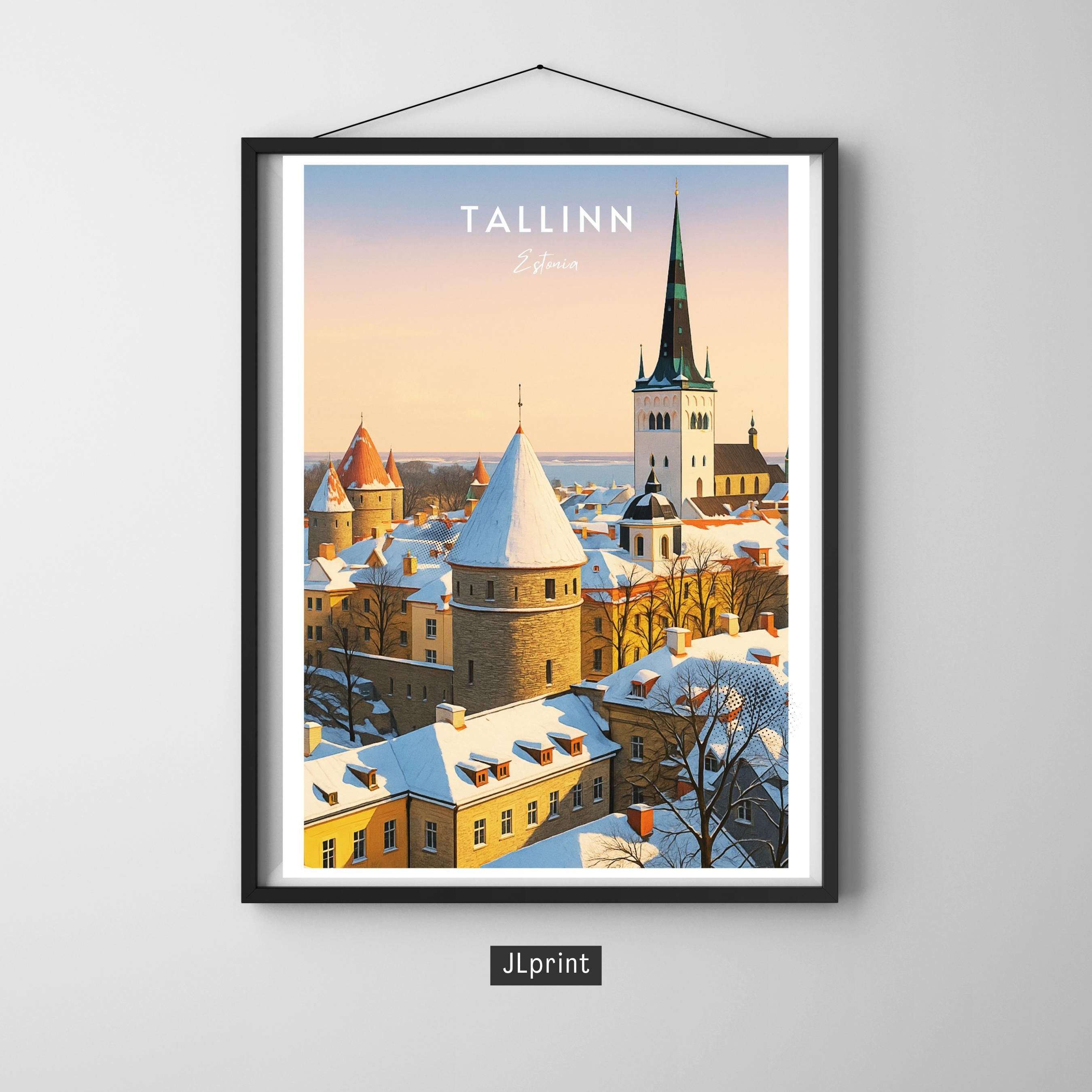 Affiche voyage - Tallinn, Estonie, Europe, Pays Baltes - art moderne, impression, poster