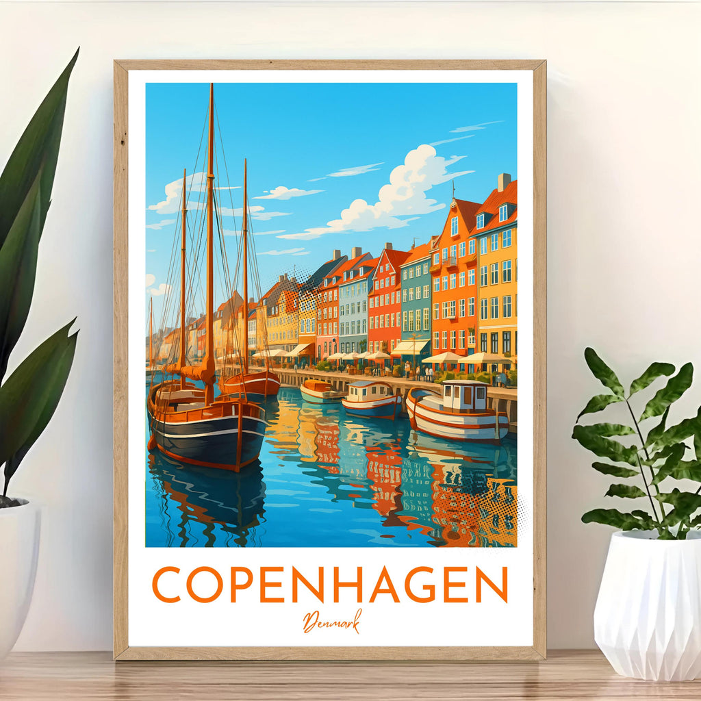 Affiche voyage - Copenhague, Danemark, Scandinavie, Europe - art moderne, impression, poster