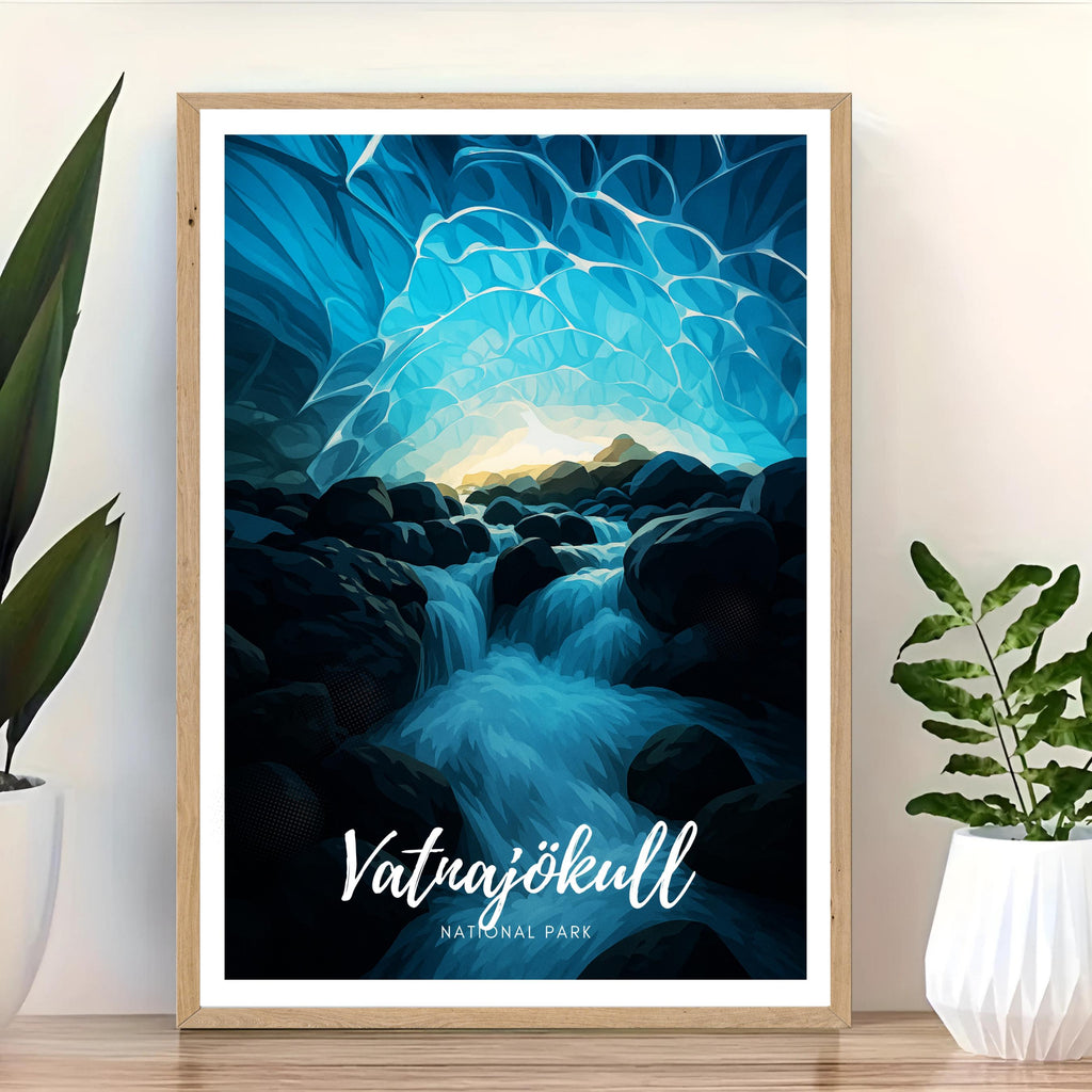 Affiche voyage - Vatnajökull, Parc National, Islande, Glacier - art moderne, impression, poster
