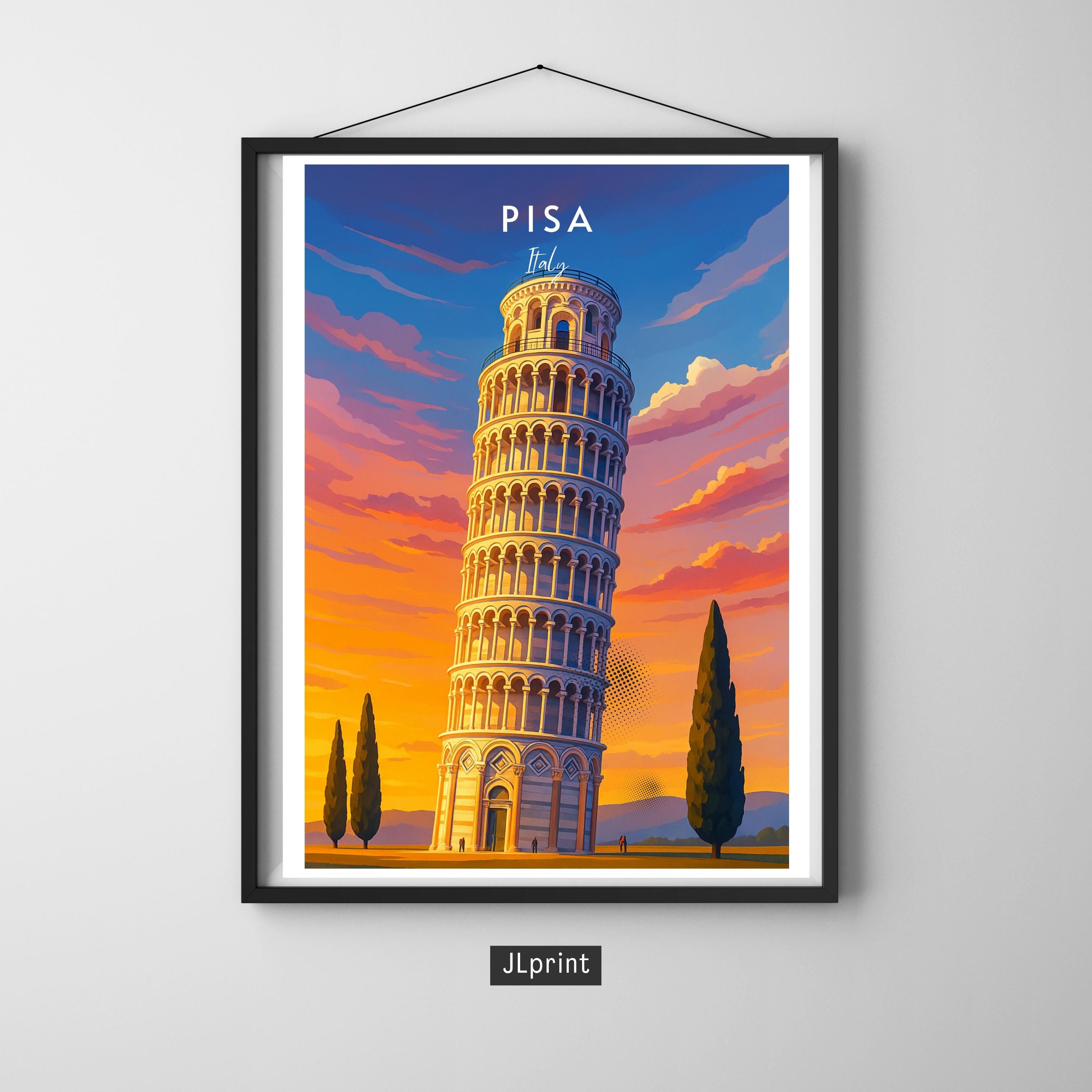 Affiche voyage - Pise, Toscane, Italie, Tour de Pise - art moderne, impression, poster