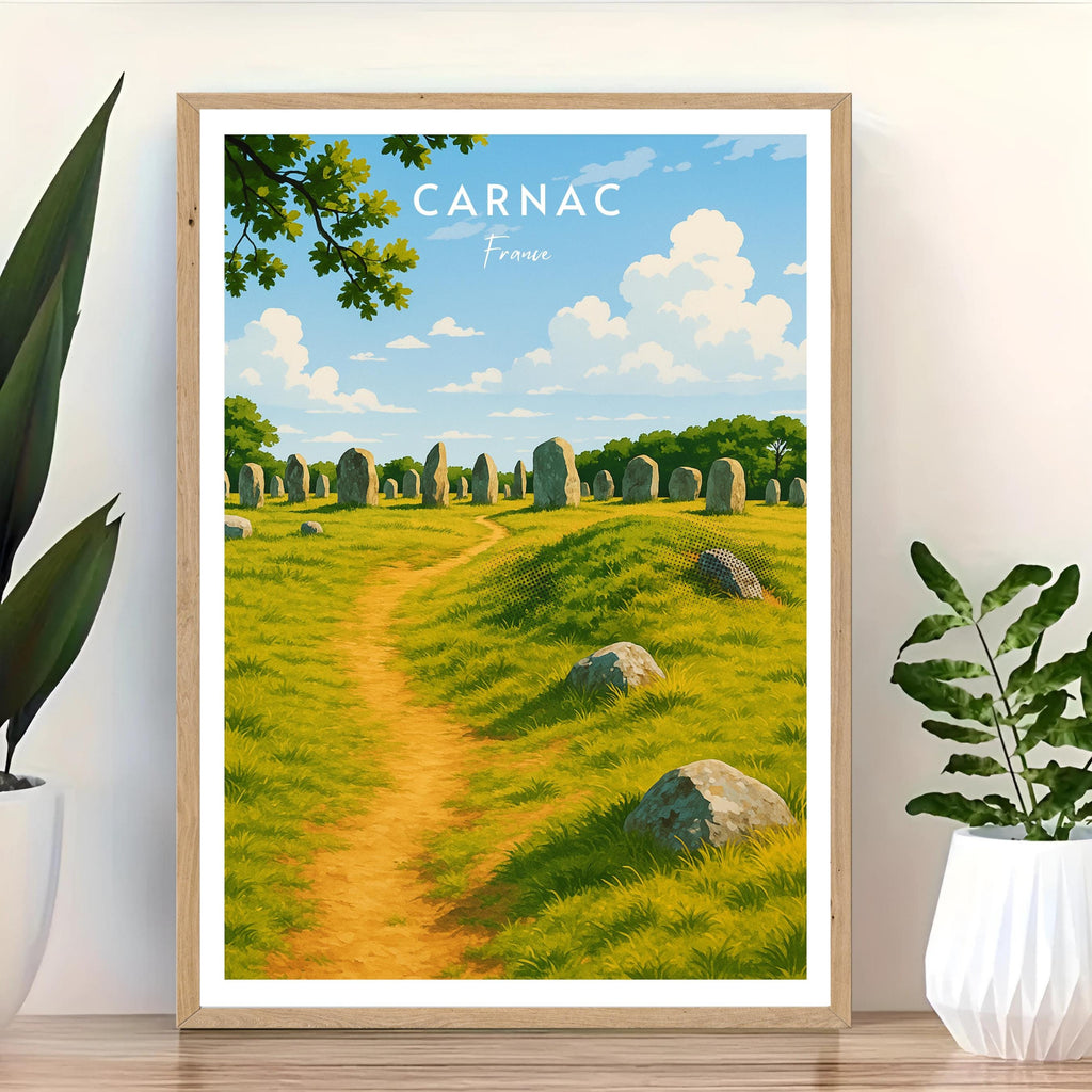 Affiche voyage - Carnac, Bretagne, France, Alignements de Carnac - art moderne, impression, poster