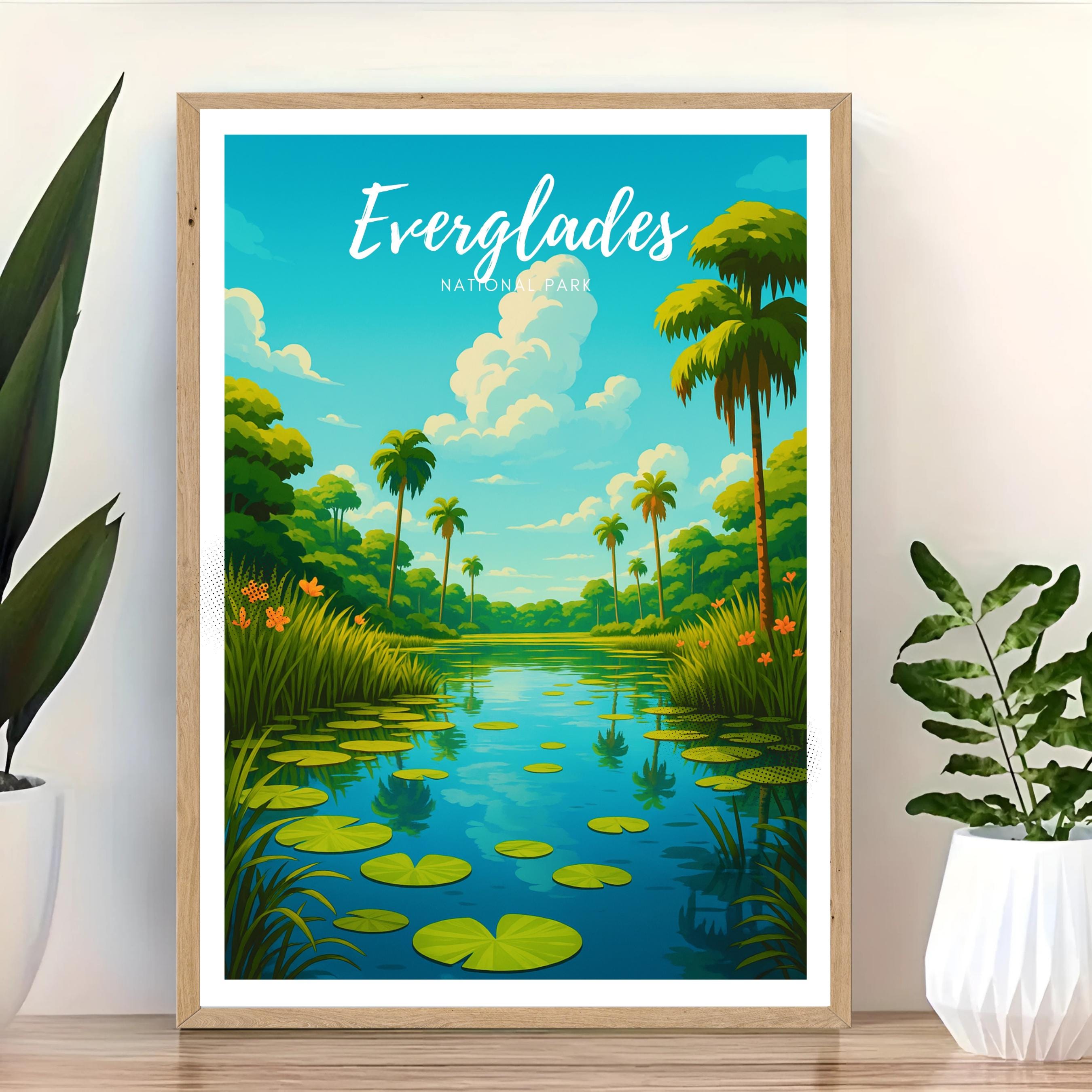 Affiche voyage - Everglades, Parc National, Floride, USA - art moderne, impression, poster