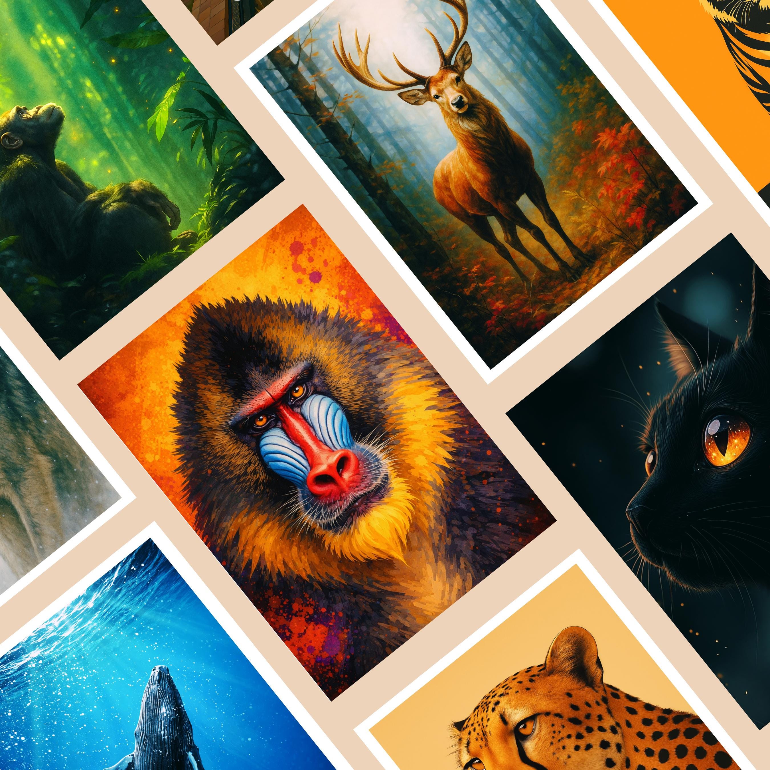 Affiche animaux - Mandrill, Singe, Savane, Afrique - art moderne, impression, poster