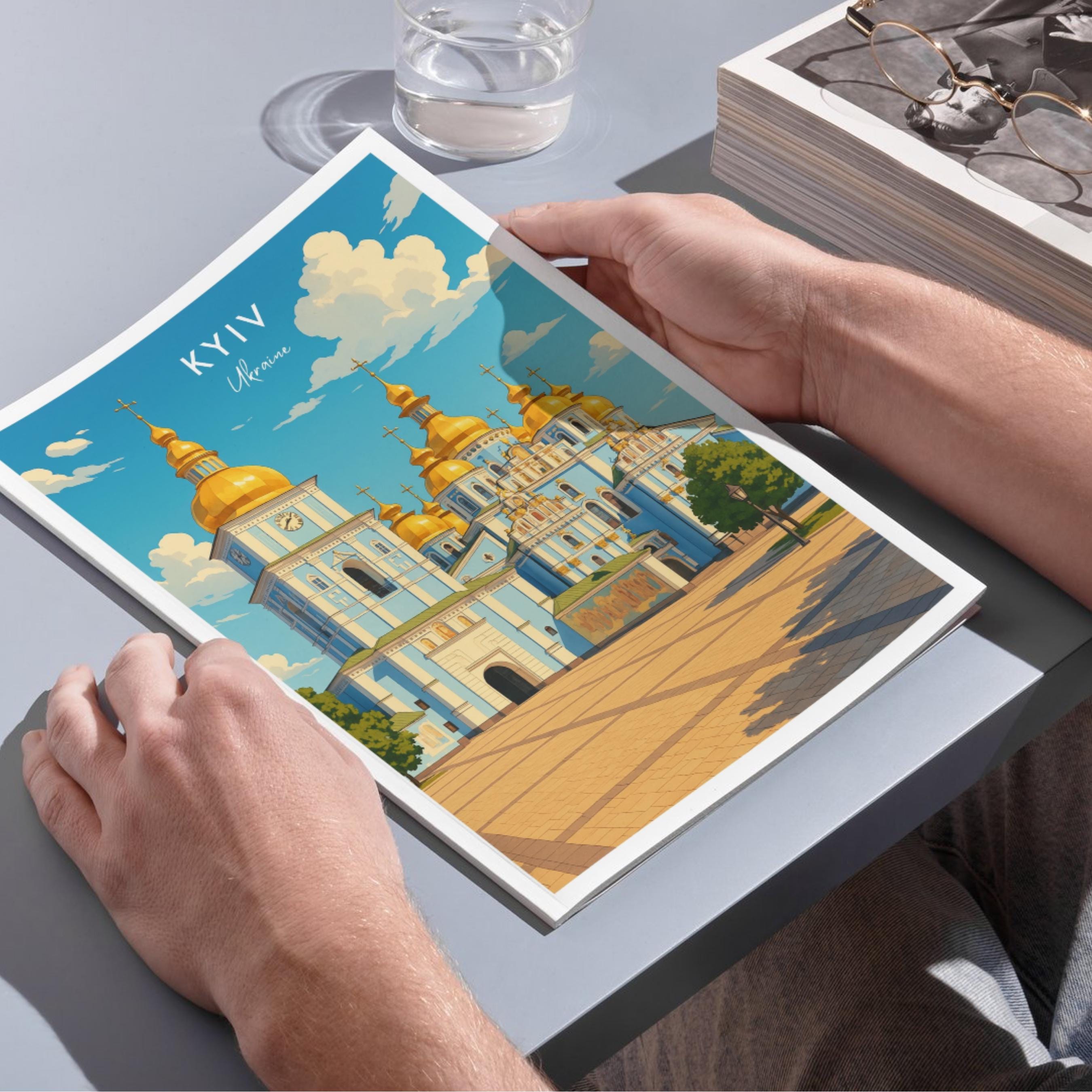 Affiche voyage - Kiev, Ukraine, Europe, Cathédrale Saint-Michel - art moderne, impression, poster