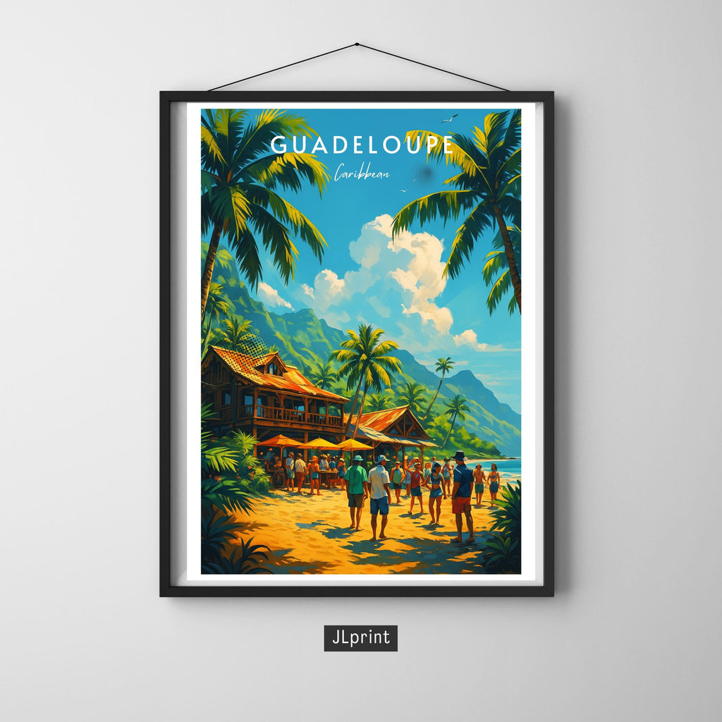 Affiche voyage - Guadeloupe, Outre-Mer, Antilles, Caraïbes - art moderne, impression, poster