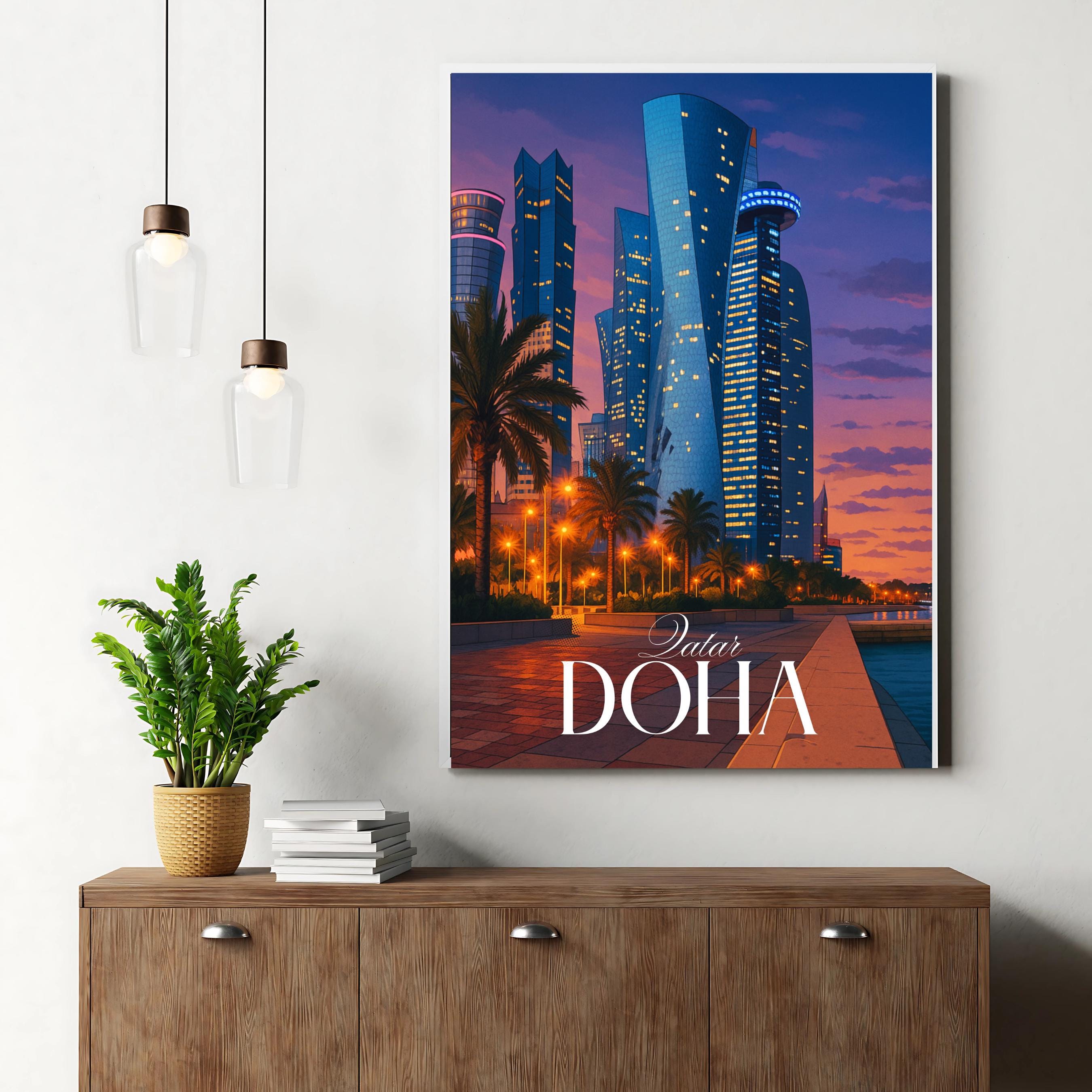Affiche voyage - Doha, Qatar, Moyen Orient, Asie - art moderne, impression, poster