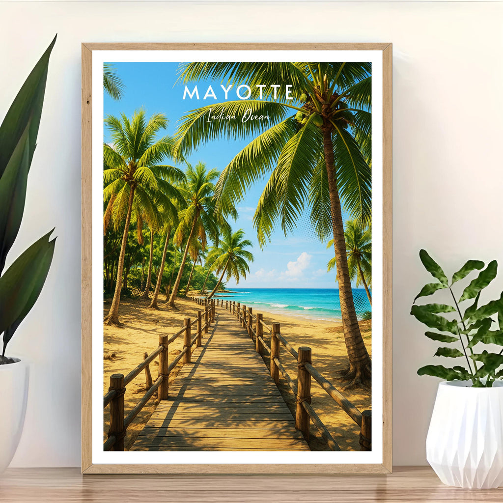 Affiche voyage - Mayotte, Océan Indien, Afrique, Plage - art moderne, impression, poster