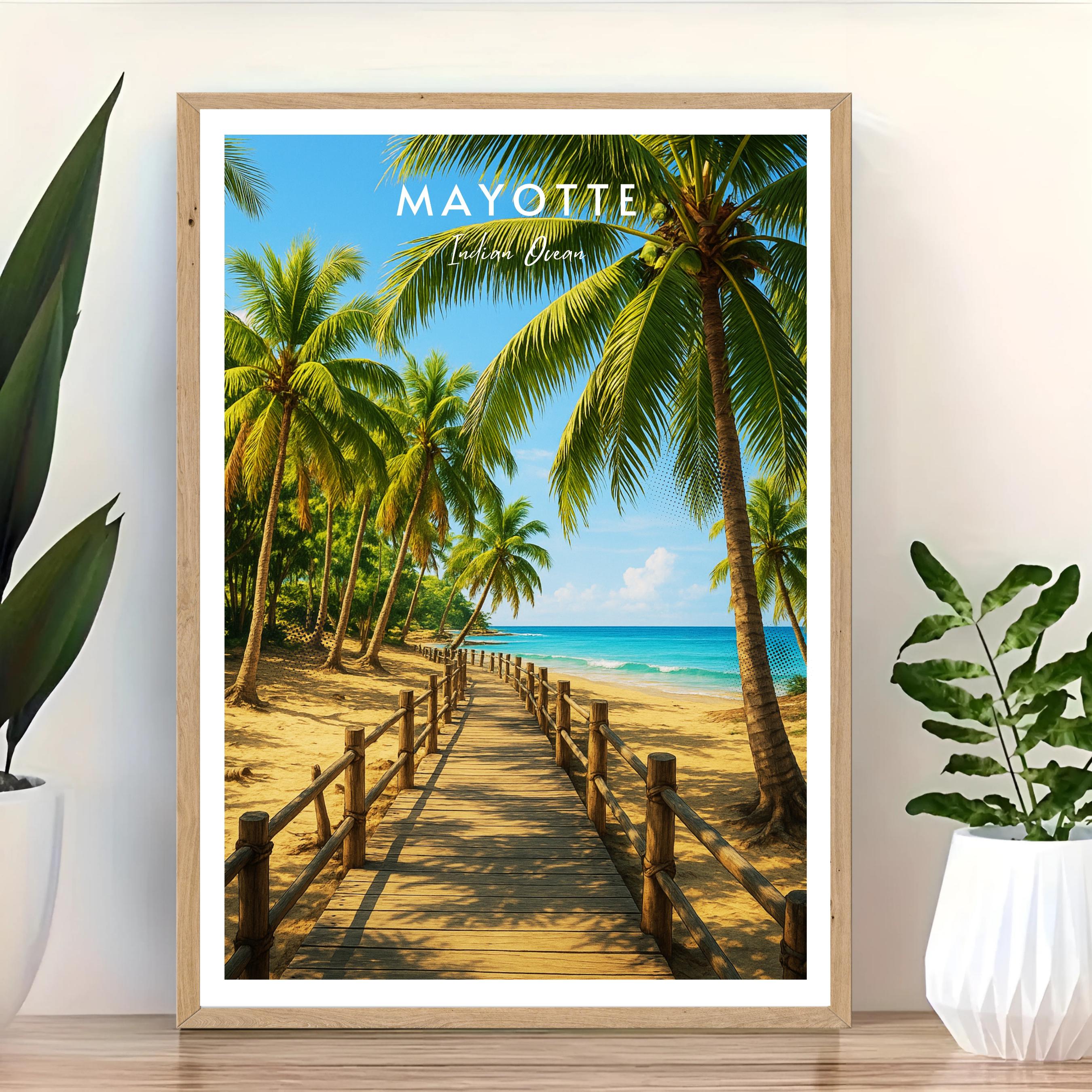 Affiche voyage - Mayotte, Océan Indien, Afrique, Plage - art moderne, impression, poster