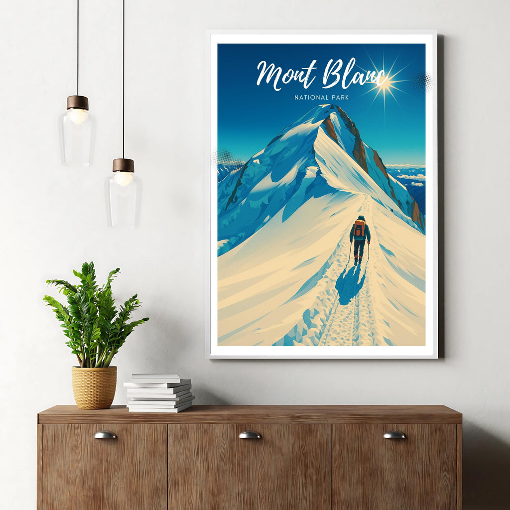 Affiche voyage - Mont Blanc, Parc National, Alpes, Montagne - art moderne, impression, poster