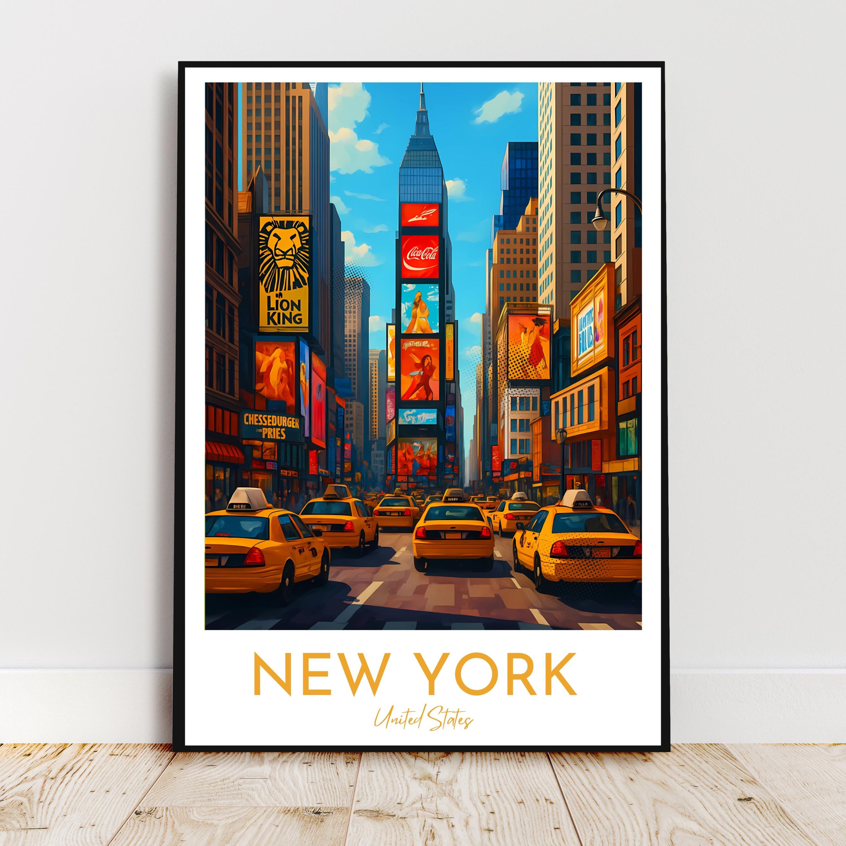Affiche voyage - New York City, USA, Amérique, Times Square - art moderne, impression, poster