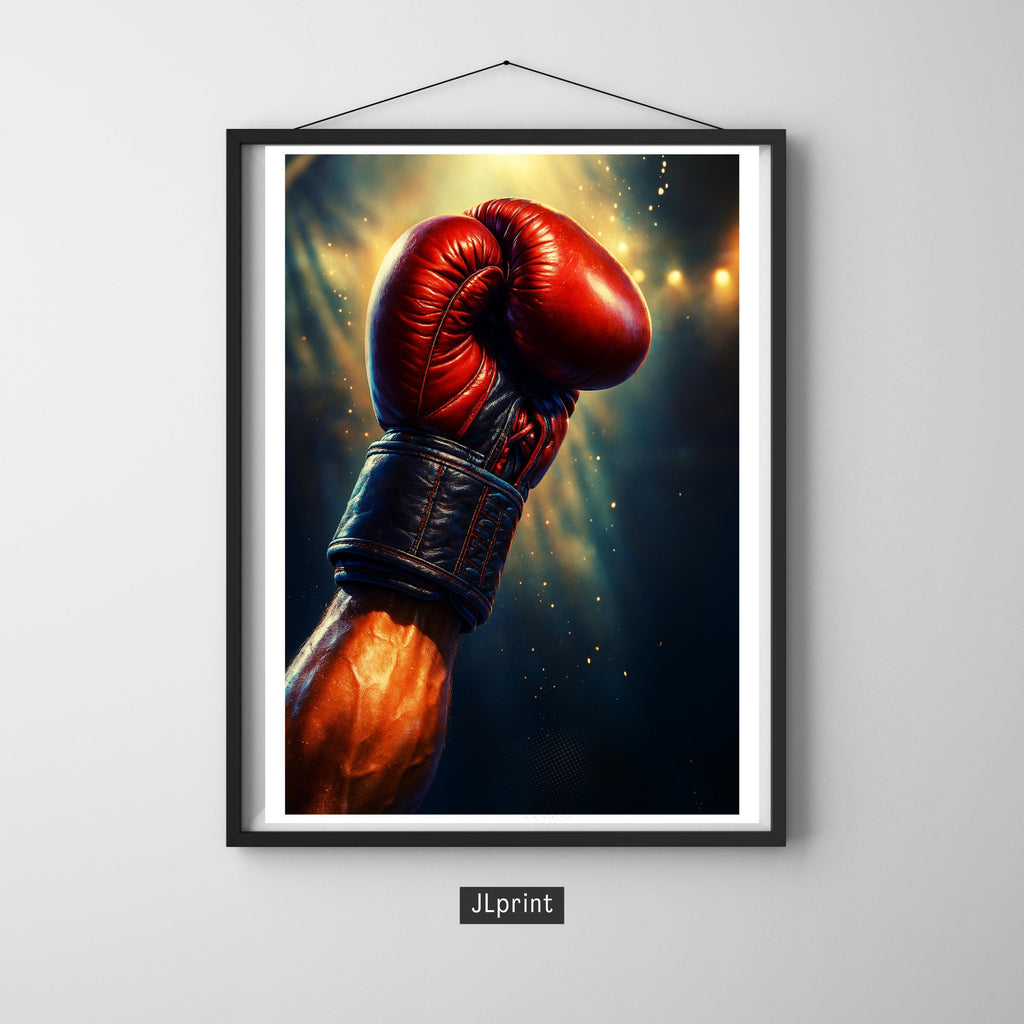 Affiche sport - Boxe, Combat, Gant, Noble Art - art moderne, impression, poster