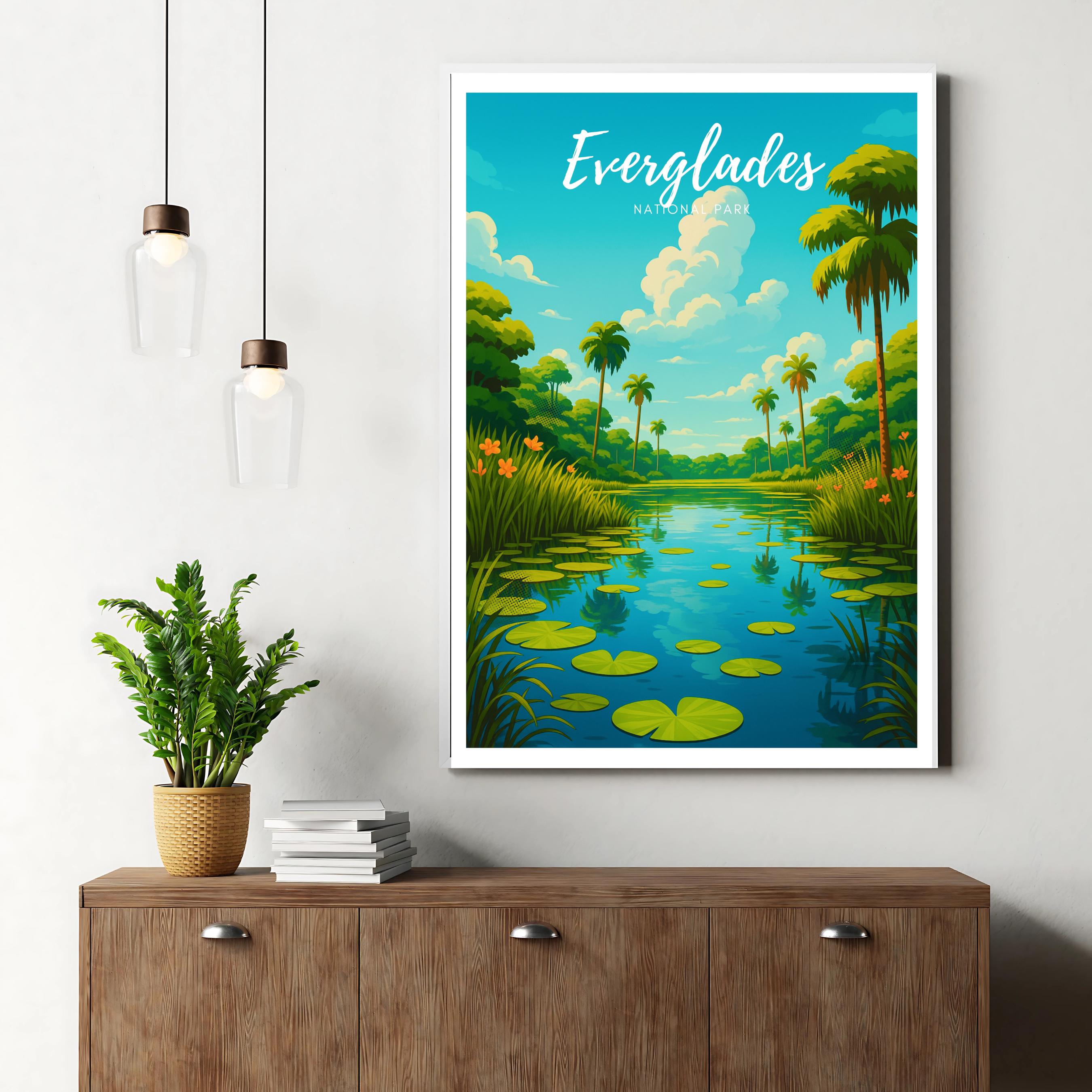 Affiche voyage - Everglades, Parc National, Floride, USA - art moderne, impression, poster