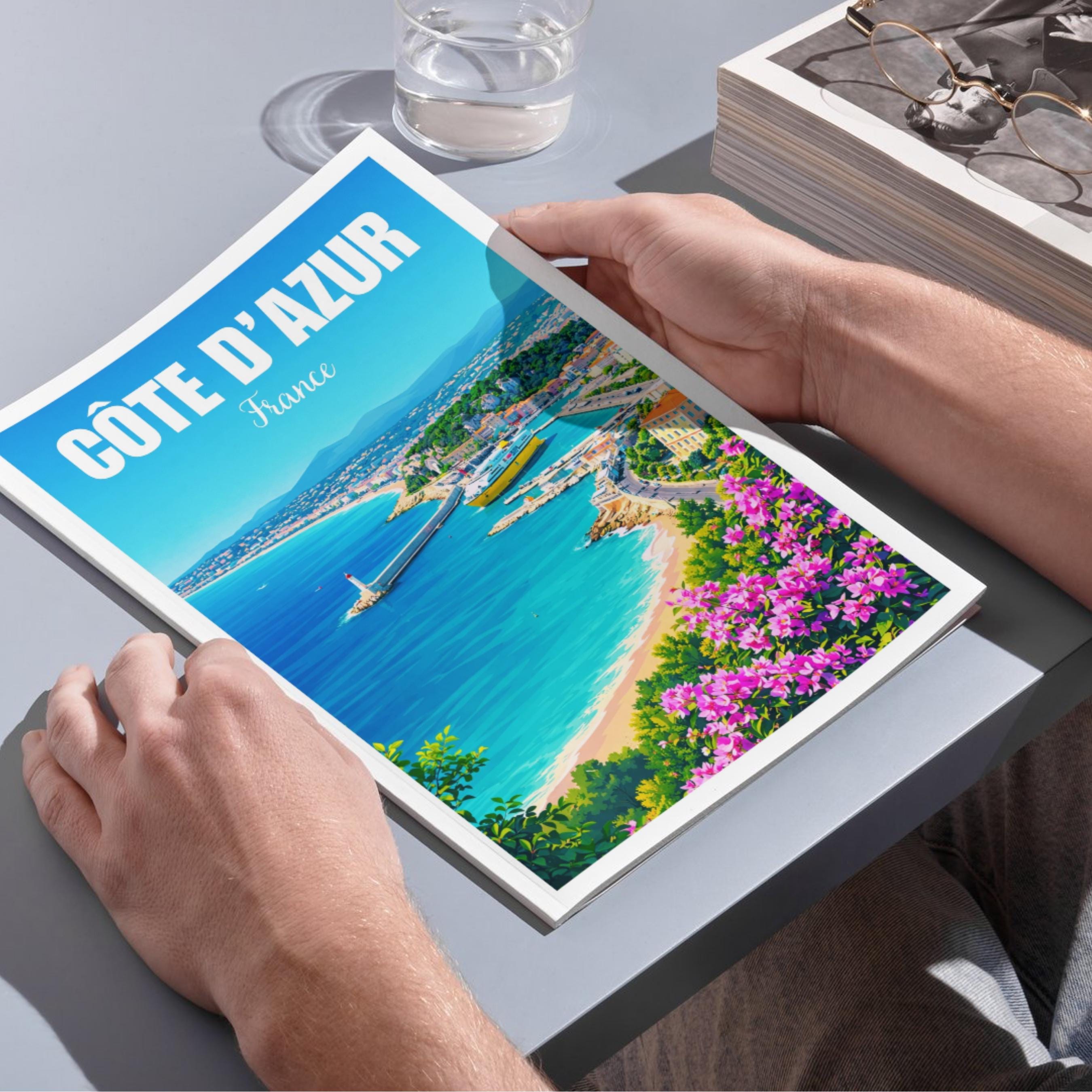 Affiche voyage - Côte d’Azur, France, French Riviera, Méditerranée - art moderne, impression, poster