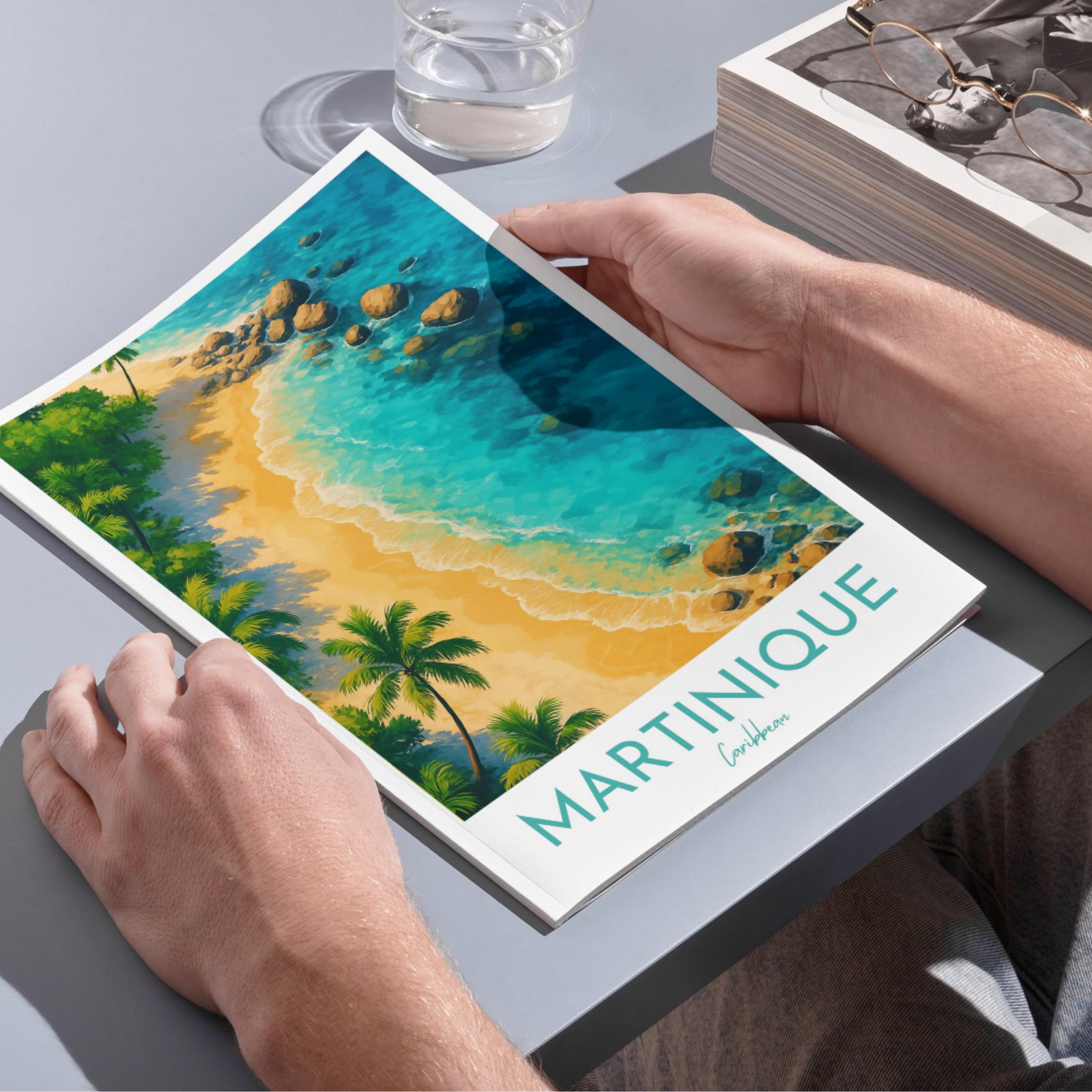 Affiche voyage - Martinique, Antilles, Caraïbes, Plage - art moderne, impression, poster