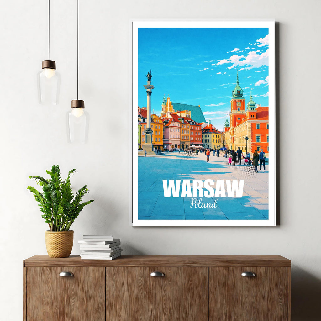 Affiche voyage - Varsovie, Pologne, Europe, Vielle Ville - art moderne, impression, poster