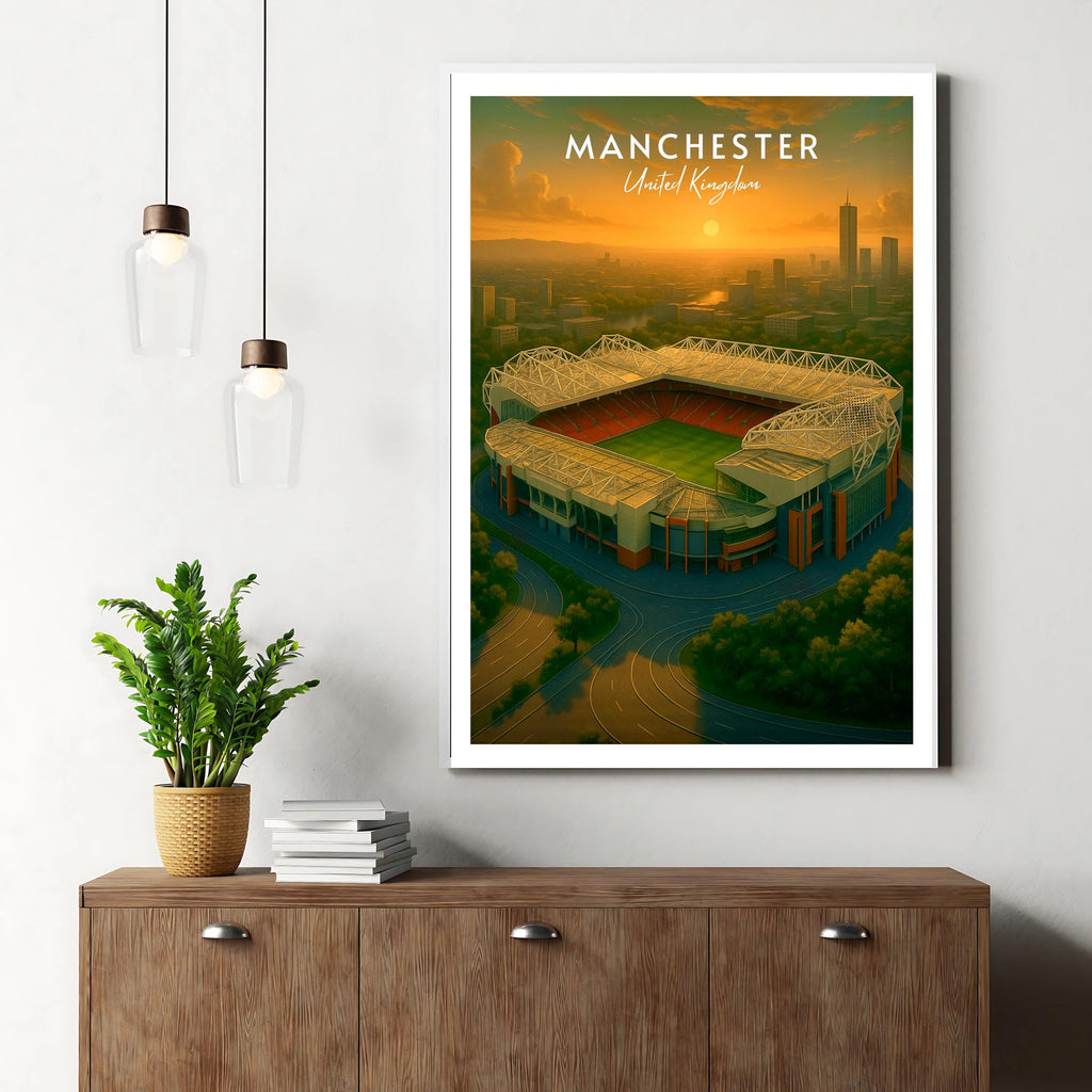 Affiche sport - Football, Manchester, Angleterre, Stade Old Trafford - art moderne, impression, poster
