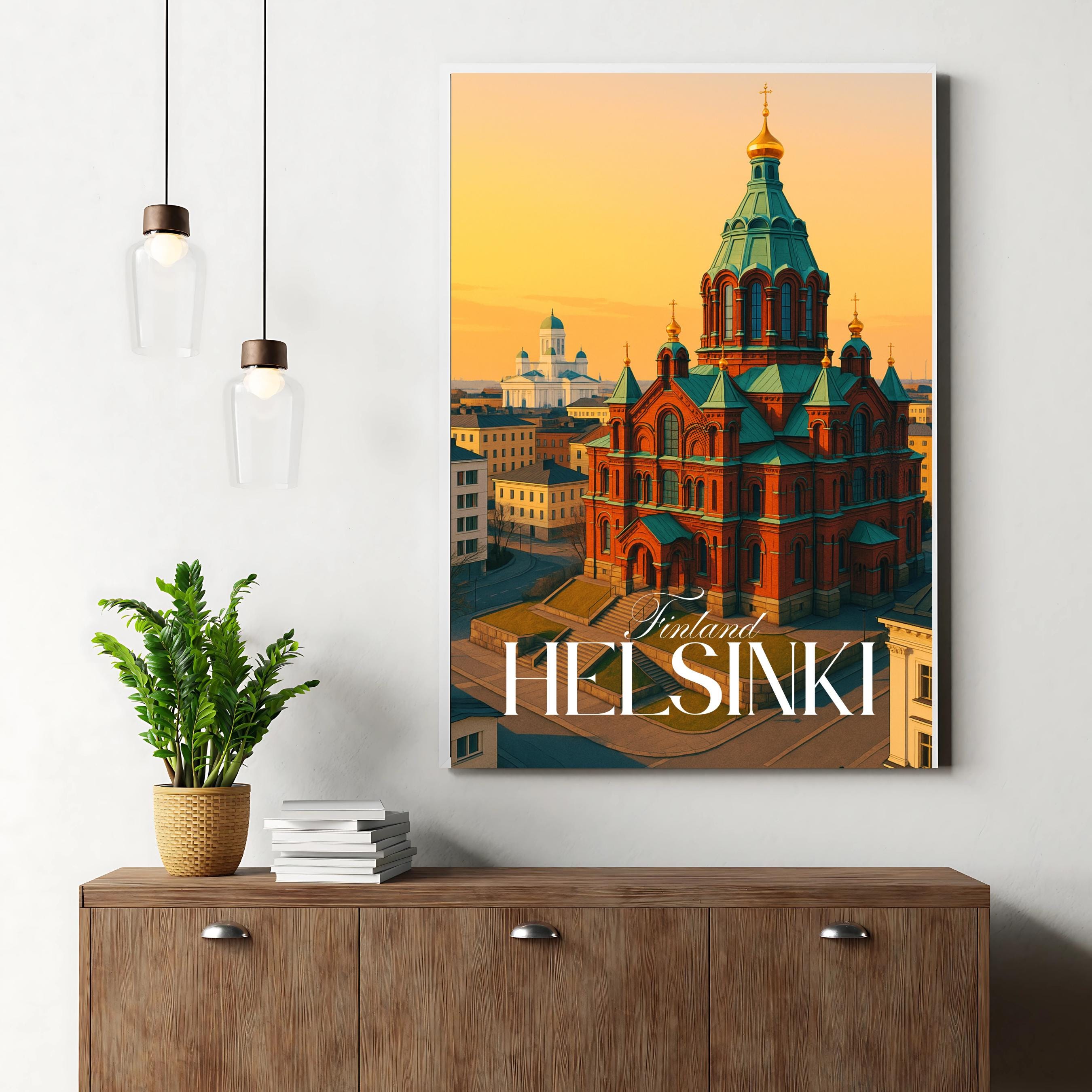 Affiche voyage - Helsinki, Finlande, Europe, Cathédrale Uspenski- art moderne, impression, poster